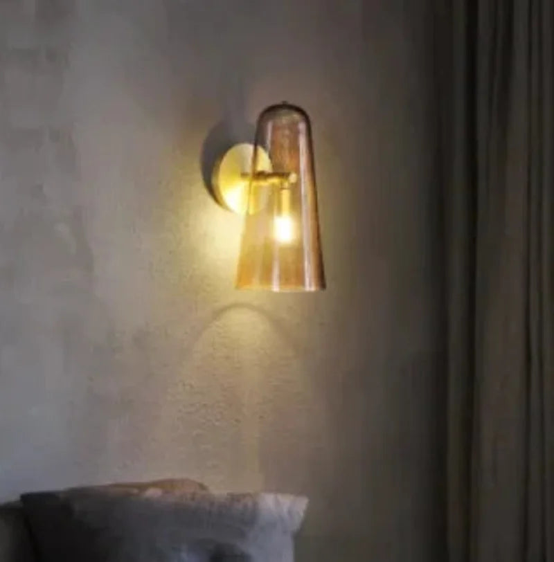 Verdant Glow Modern Glass Wall Sconce - Energy Efficient LED Wall Light Fixture for Bedroom, Living Room & Hallway Decor