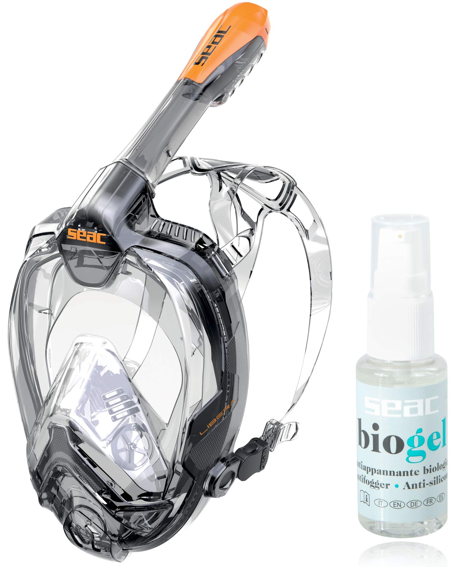 SEAC Libera Full Face Snorkel Mask - Anti-Fog Panoramic View for Adults & Kids - Perfect for Beach Vacations, Snorkeling Trips & Underwater Exploration