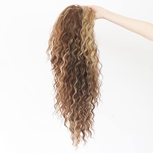 Curly Blonde Brown Reverse Ombre Wig - Long Synthetic Hairpiece for Cosplay, Halloween & Daily Fashion