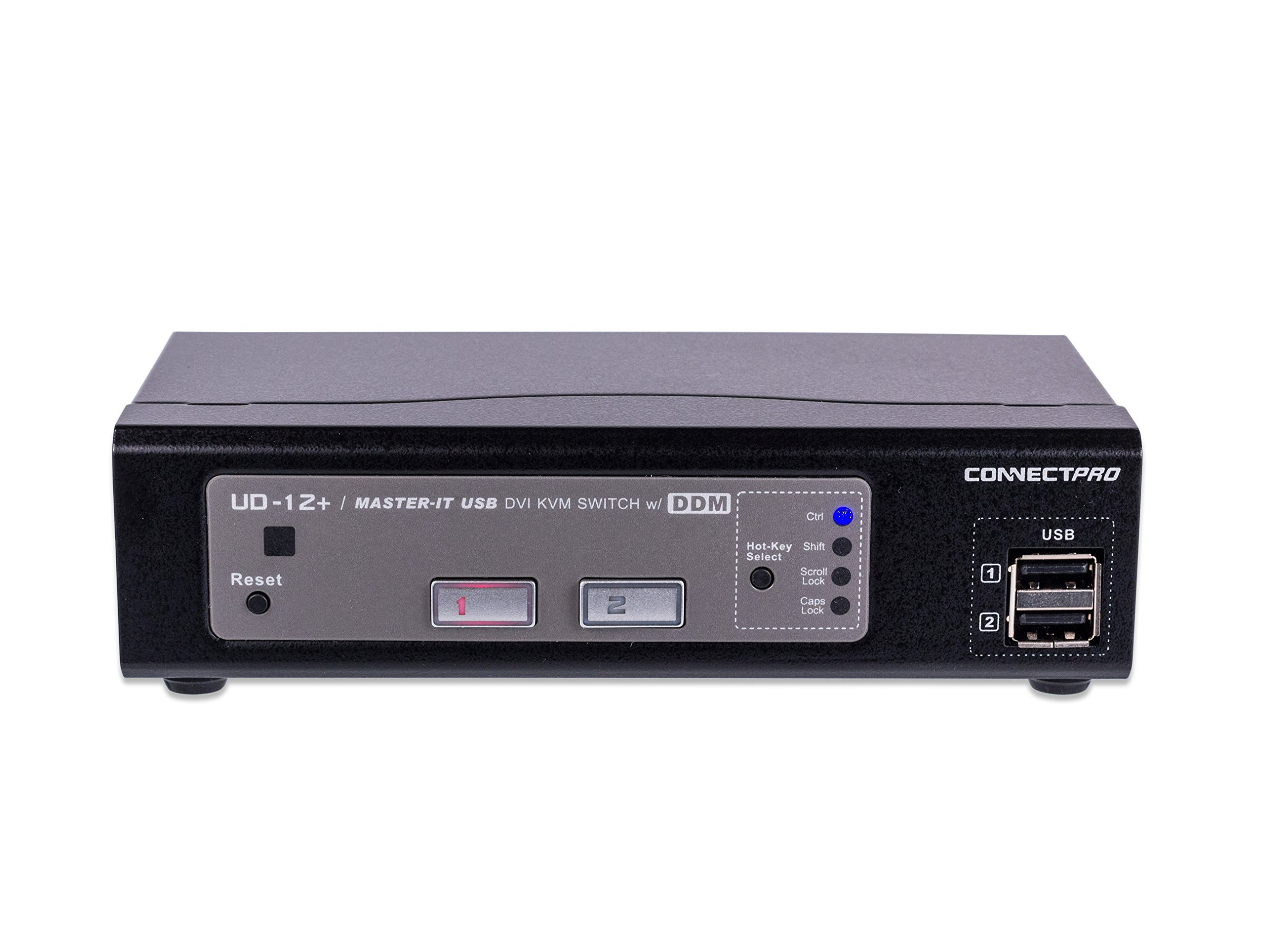 UD-12+KIT 2-Port USB DVI KVM Switch with DDM & Multi-Hotkey - Dual Monitor Control for Home Office & Server Management