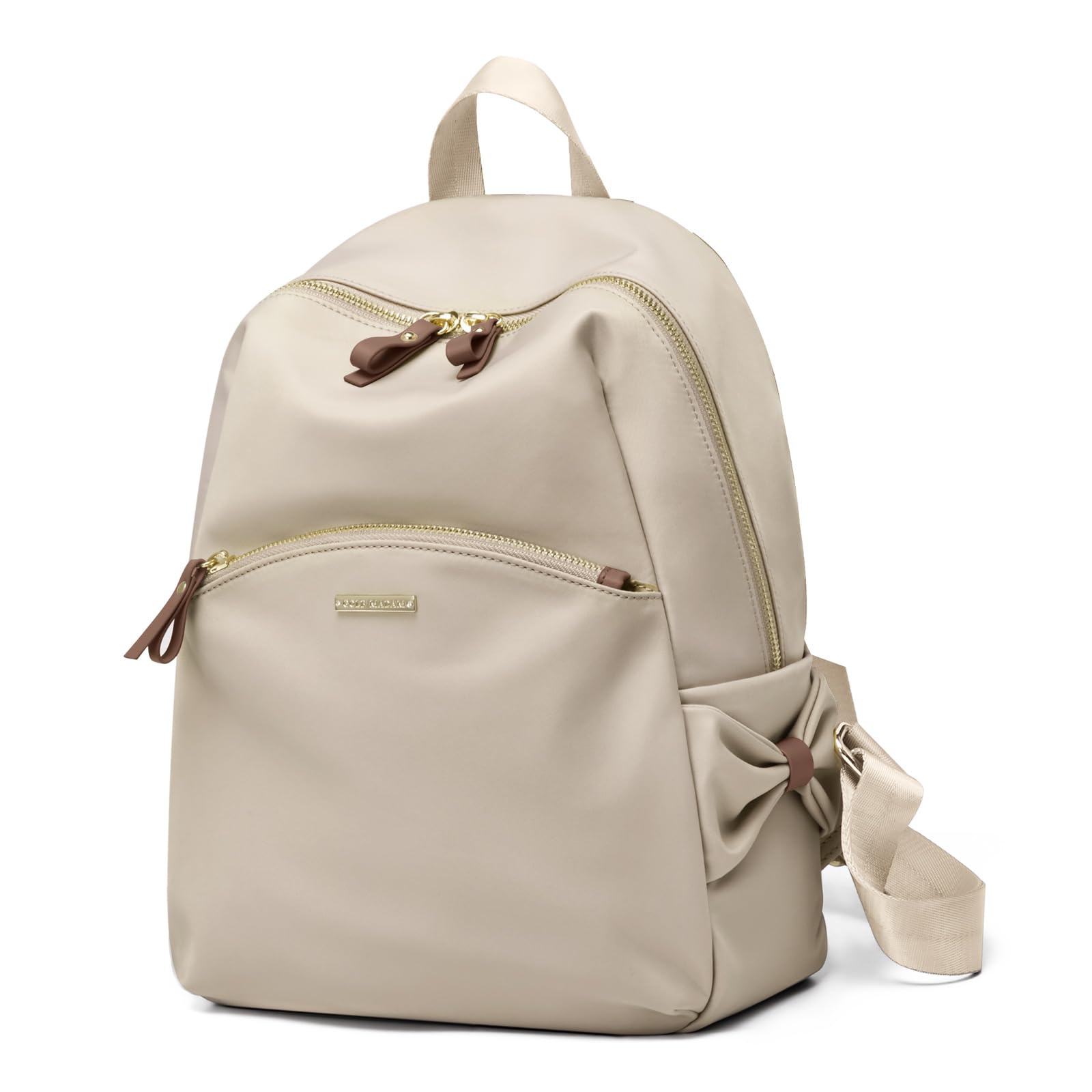 Stylish Women's Mini Backpack Purse - Casual Nylon Daypack for Travel & School (Apricot)