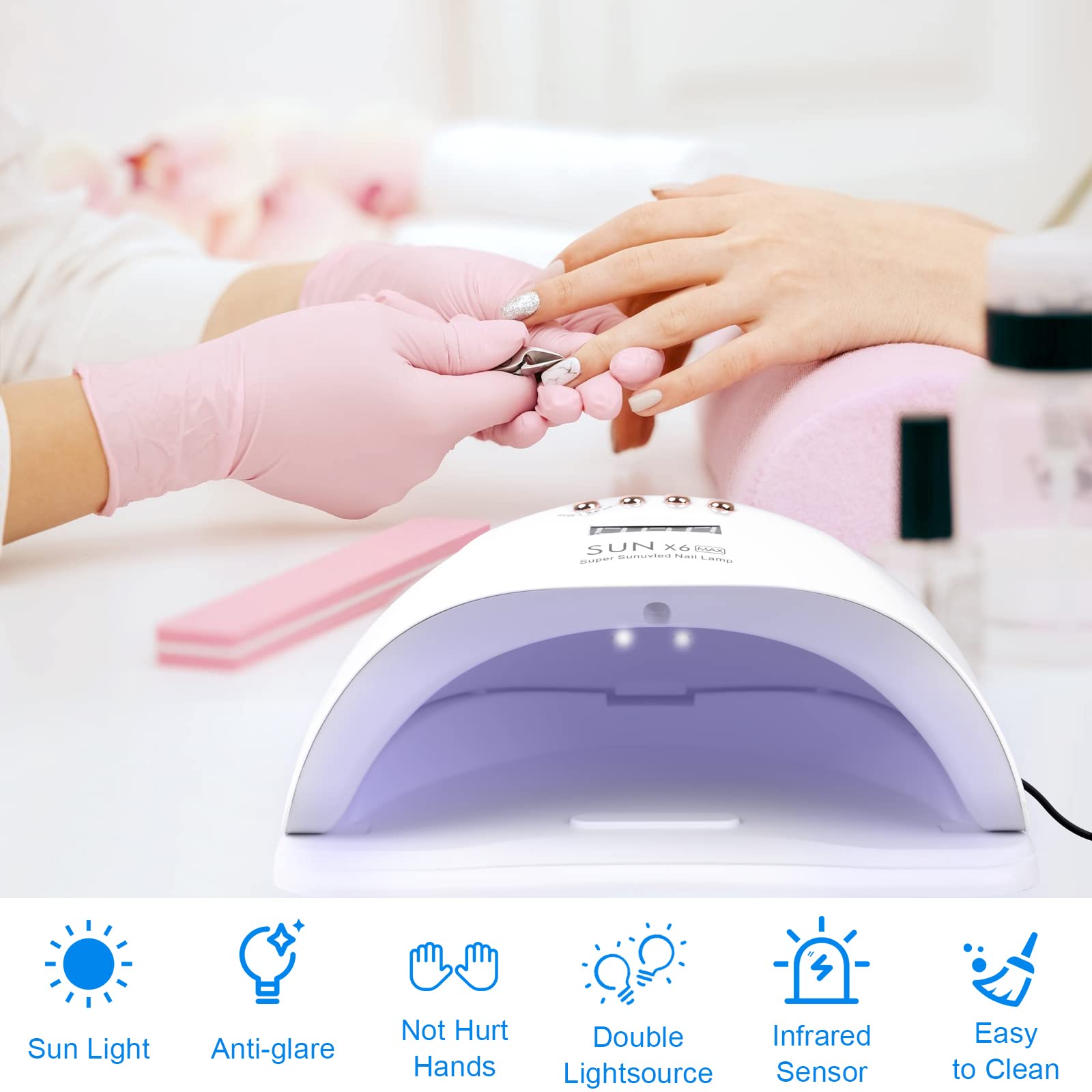 220W UV LED Nail Lamp with Phone Holder - Professional Gel Polish Dryer & Curing Light with Auto Sensor, 45 LED Beads & 4 Timer Settings for Nail Art Design | Perfect for Home Manicures & Salon Nail Extensions