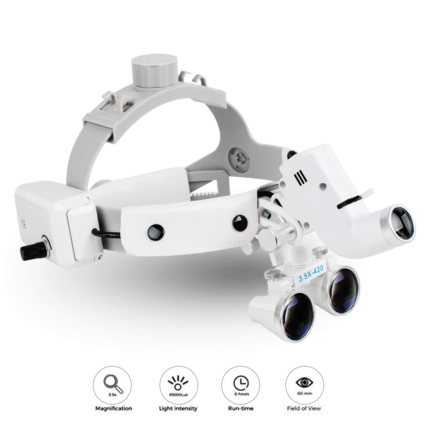 3.5X Magnifying Glasses with LED Light & Headband - Binocular Loupes for Jewelry Making, Watch Repair & Dental Work - Hands-Free Magnifier for Hobbyists & Professionals