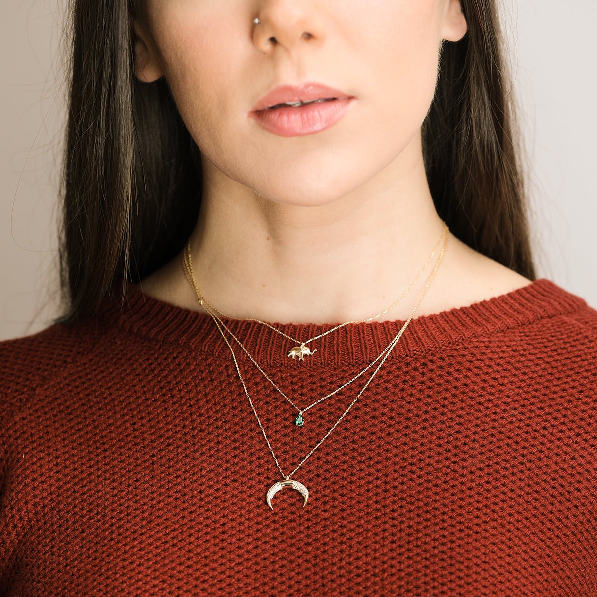 14K Yellow Gold Black Onyx Elephant Necklace for Women - Elegant & Lucky Jewelry Gift for Birthday, Anniversary, and Spiritual Protection