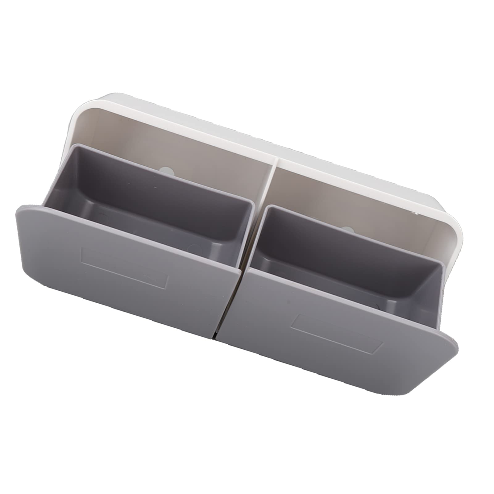 Clamshell Storage Box with Buckle Design - White & Gray Wall Mounted Organizer, Dustproof 2-Grid Bathroom Storage for Toiletries & Cosmetics | Perfect for Small Space Organization