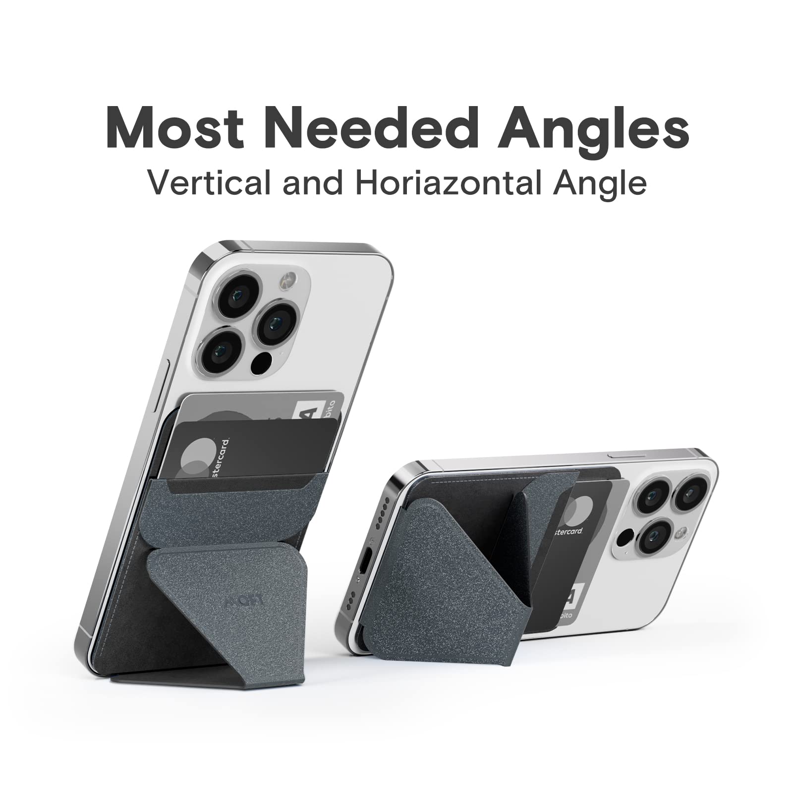 MOFT Universal Phone Stand with 3M Adhesive - Compatible with iPhone, Android & Most Smartphones - 2 Adjustable Viewing Angles - Slim Wallet Stand (Starry Grey) - Perfect for Desk Work, Video Calls, Watching Movies & Hands-Free Use