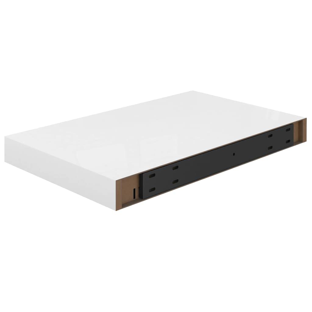 Floating Wall Shelf - 15.7x9.1 Inches White MDF Wall Mounted Display Ledge for Living Room, Bedroom, Office - Modern High Gloss Shelves for Books, Photos, Decor & Collectibles