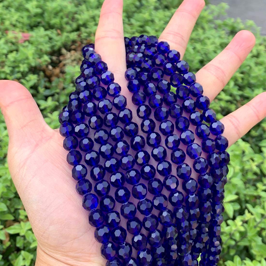 5 Strands Czech 8mm Faceted Round Crystal Glass Loose Beads Spacers Bulk Cobalt Blue (330-340pcs) - DIY Jewelry Making, Bracelets, Necklaces, Earrings & Craft Projects - High Quality Glass Beads for Handmade Accessories