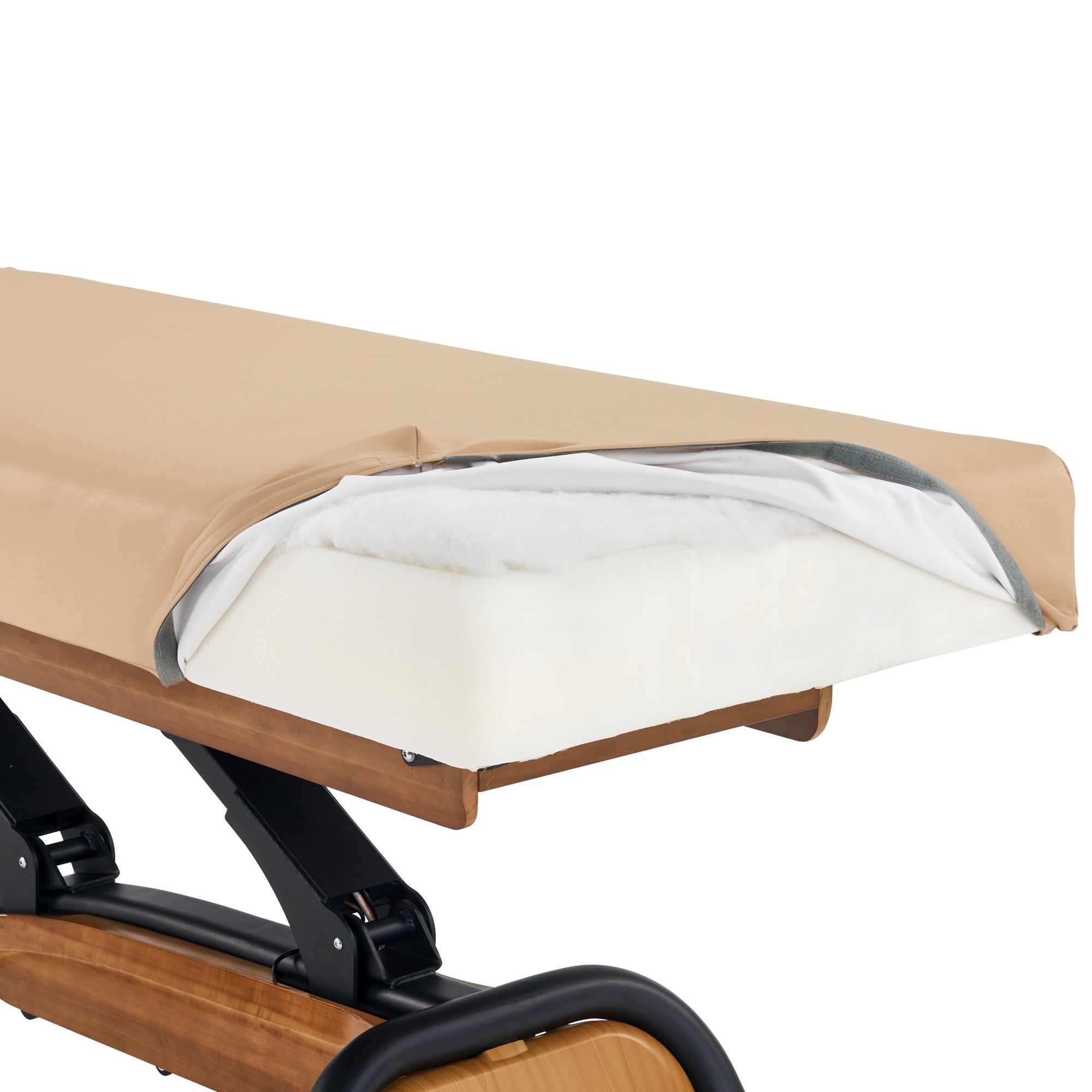 Professional Electric Lift Massage Table with Cream Top & Oak Base - Spa, Salon & Home Use for Ultimate Relaxation & Therapy