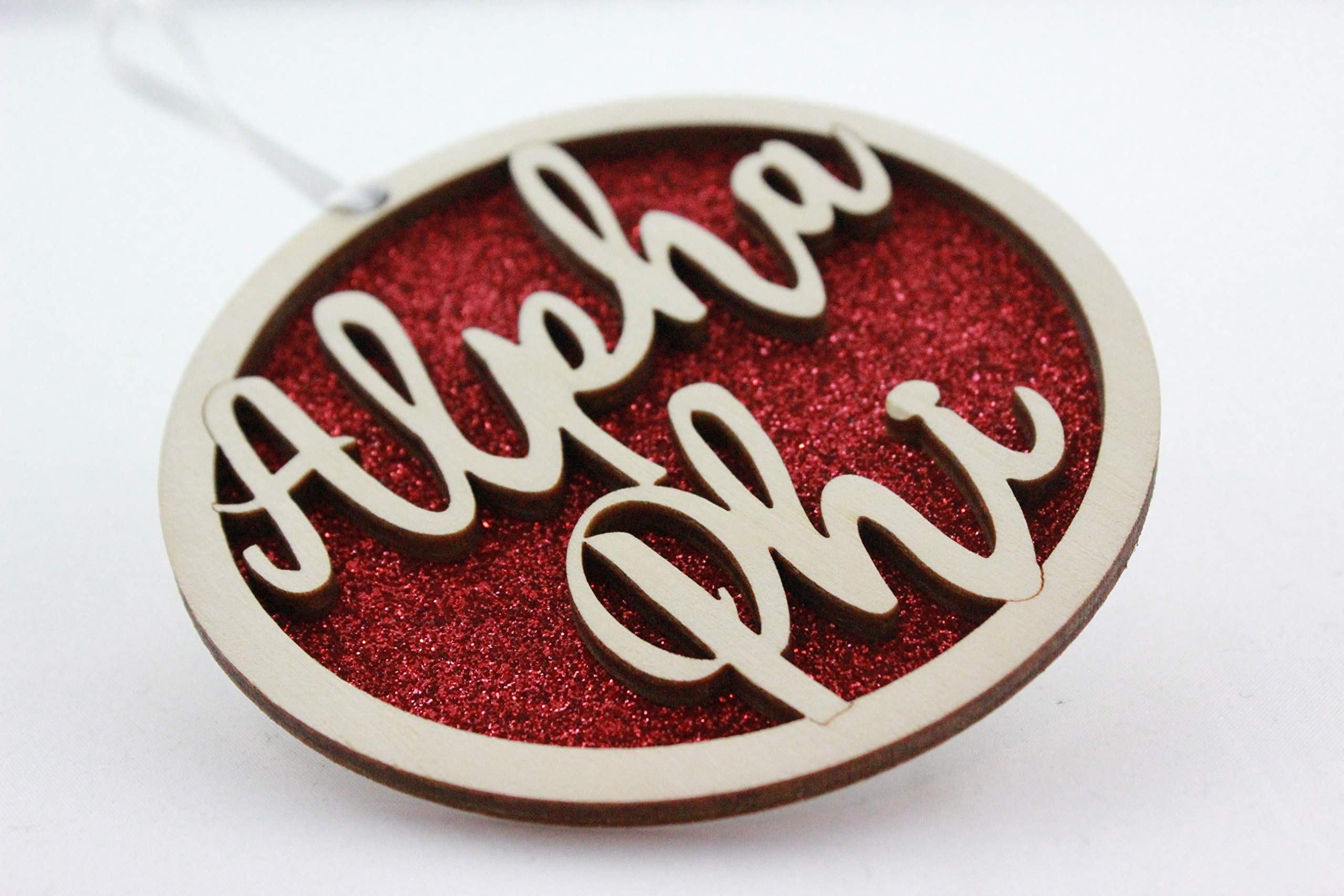 Alpha Phi Sorority Laser Carved Script Glitter Christmas Ornament - 3 Inch Round Greek Letter Decoration for Tree, Gift & Dorm Room Decor