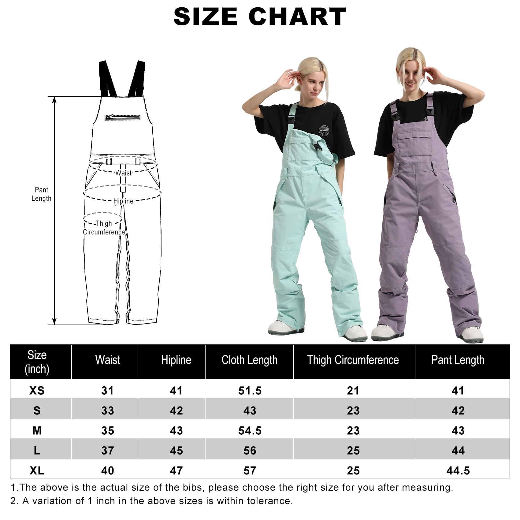 Women's Waterproof Insulated Ski Bib Overalls - Soft Ripstop Snow Pants for Skiing & Snowboarding | Winter Sports, Outdoor Activities & Cold Weather Protection