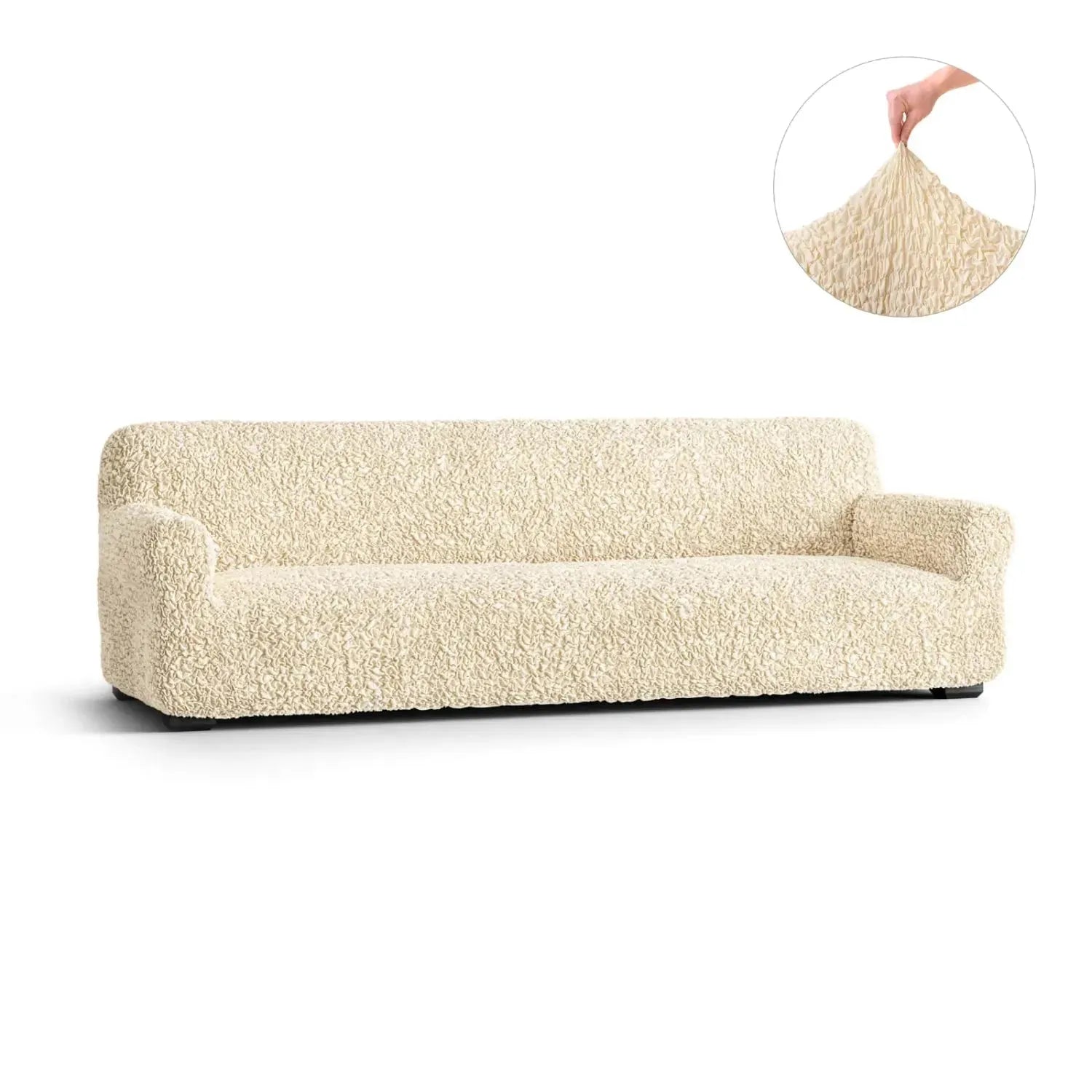 4-Seater Sofa Slipcover - Premium Fuco Cotton Fabric, Washable & Durable Couch Cover for Living Room, Family Room, and Office (Beige) - Perfect for Home Decor, Pet Protection, and Furniture Refresh