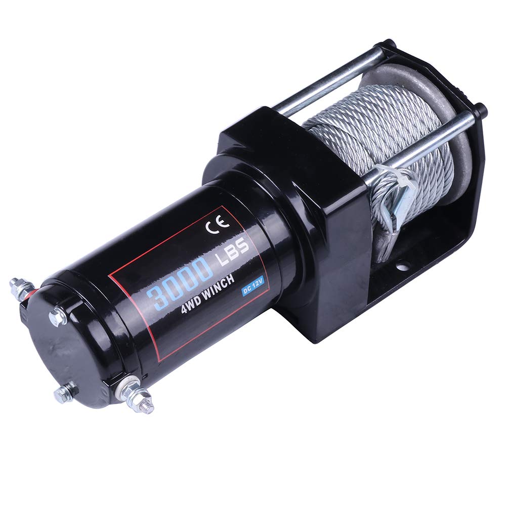 12V 3000 lbs Electric Winch - Heavy Duty Recovery Winch for Truck, SUV, ATV, Boat & Trailer with Steel Cable & Wireless Remote Control - Off-Roading, Towing & Vehicle Recovery Scenarios
