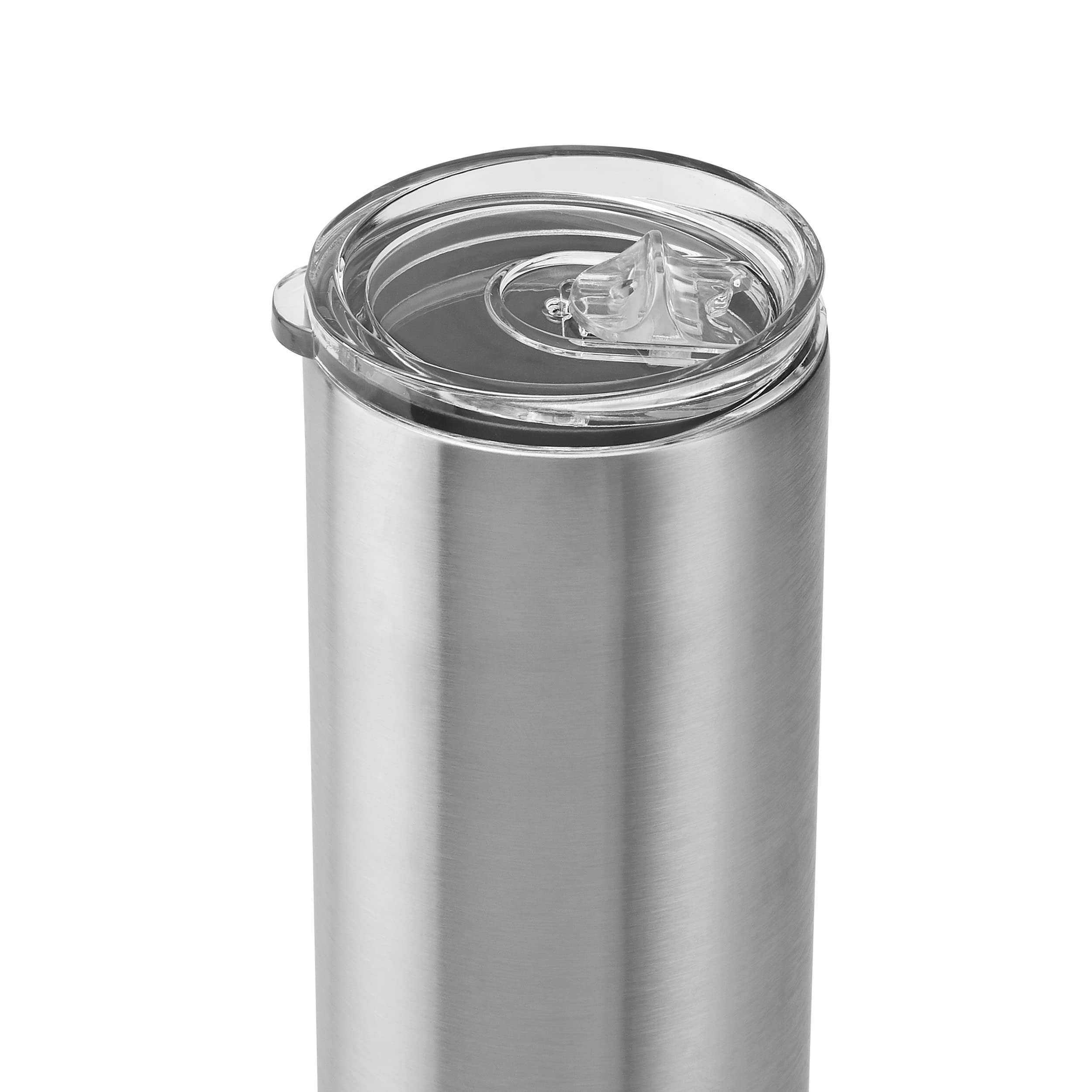 Makerflo Silver 20 oz Skinny Stainless Steel Tumbler with Lid & Straw - Bulk Pack of 25 | DIY Customizable Cups for Epoxy, UV DTF, Vinyl & Laser Engraving | Perfect for Crafters, Personalized Gifts & Promotional Events | Not for Sublimation