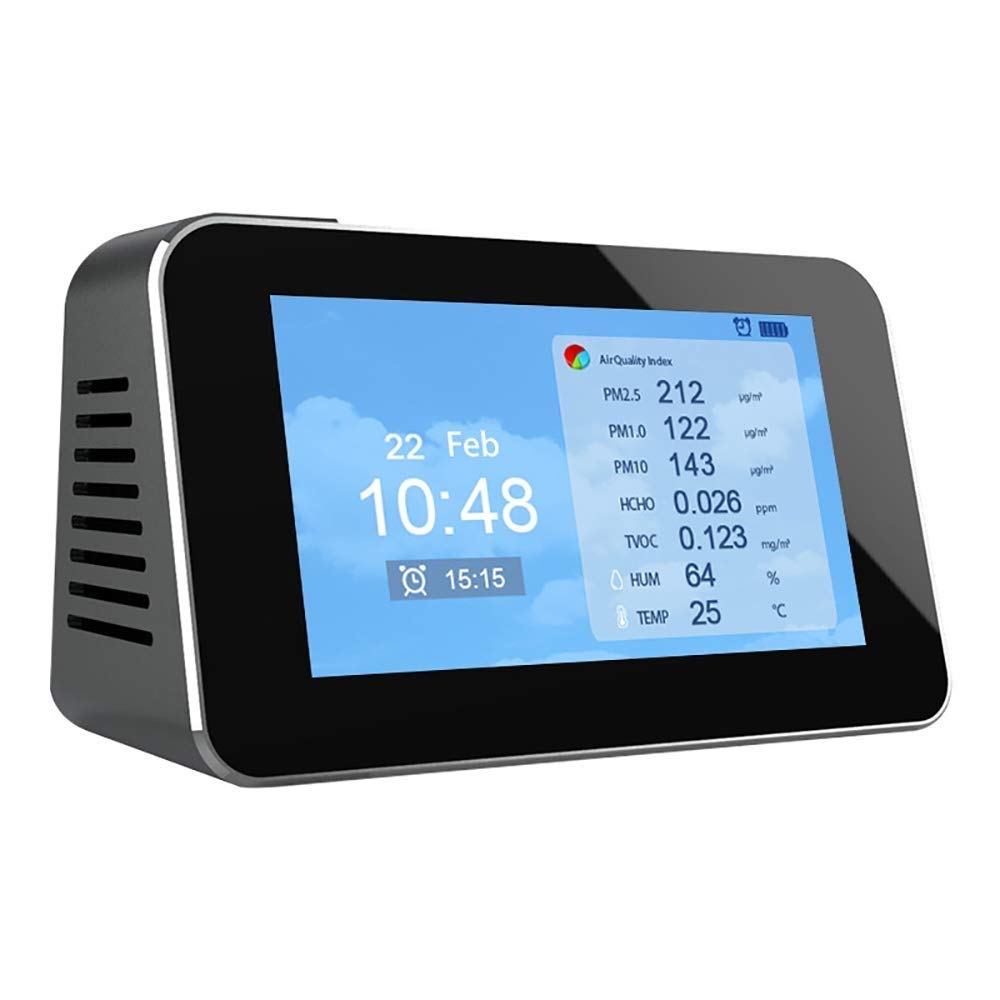 Qin Air Quality Monitor - Formaldehyde Detector with PM2.5/PM10/PM1.0 Sensor, Temperature & Humidity Meter for Home, Office & Baby Room - Real-time Pollution Tester with LCD Display for Indoor Air Safety Monitoring