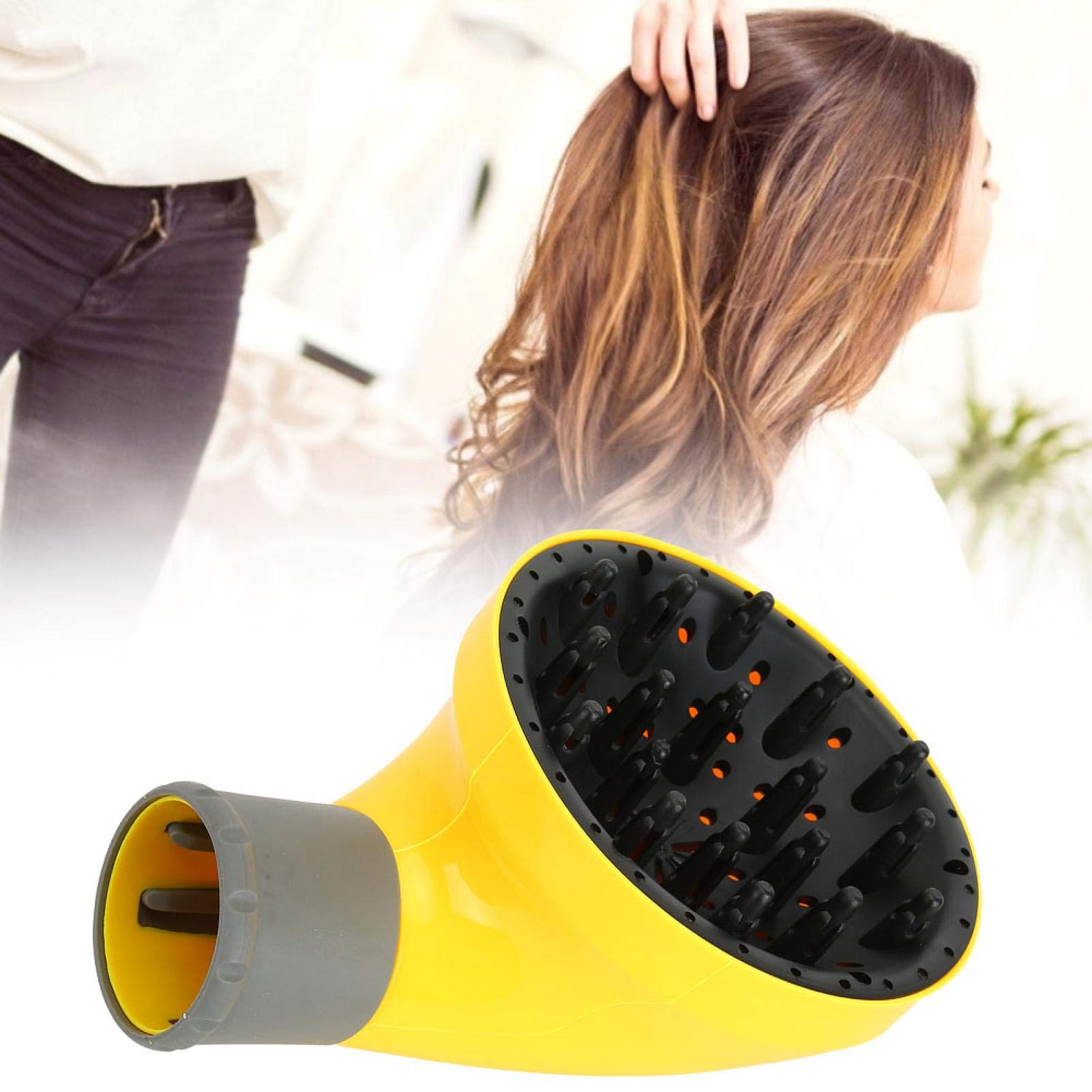 ANGGREK Universal Hair Diffuser for Blow Dryer - Professional Styling Attachment for Curly & Wavy Hair (Yellow) | Perfect for Home Salon Use & Travel Hair Care