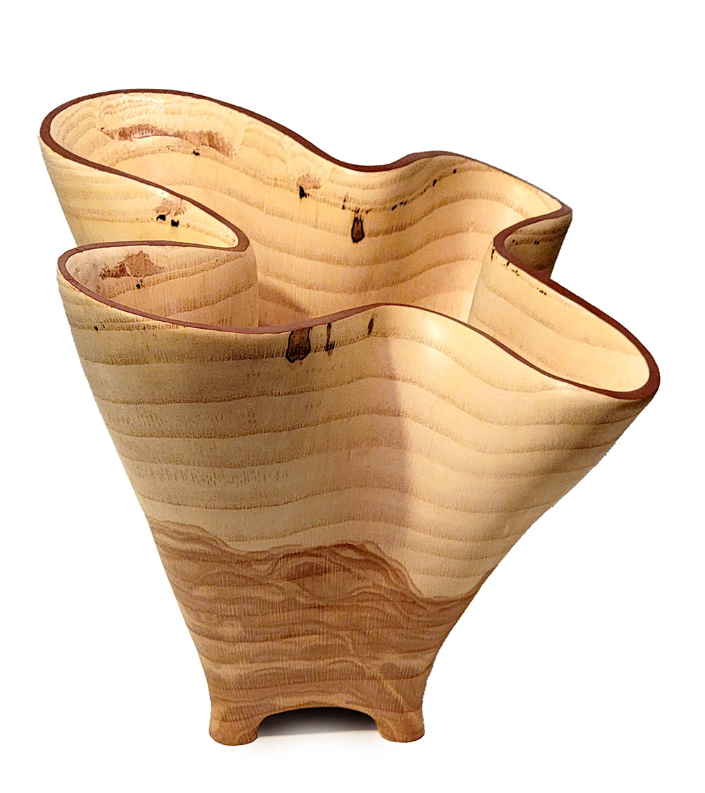 Handcrafted Undulating Oak Wood Bowl - Unique Carved Vessel by Andy DiPietro - Perfect for Home Decor, Fruit Display & Table Centerpiece