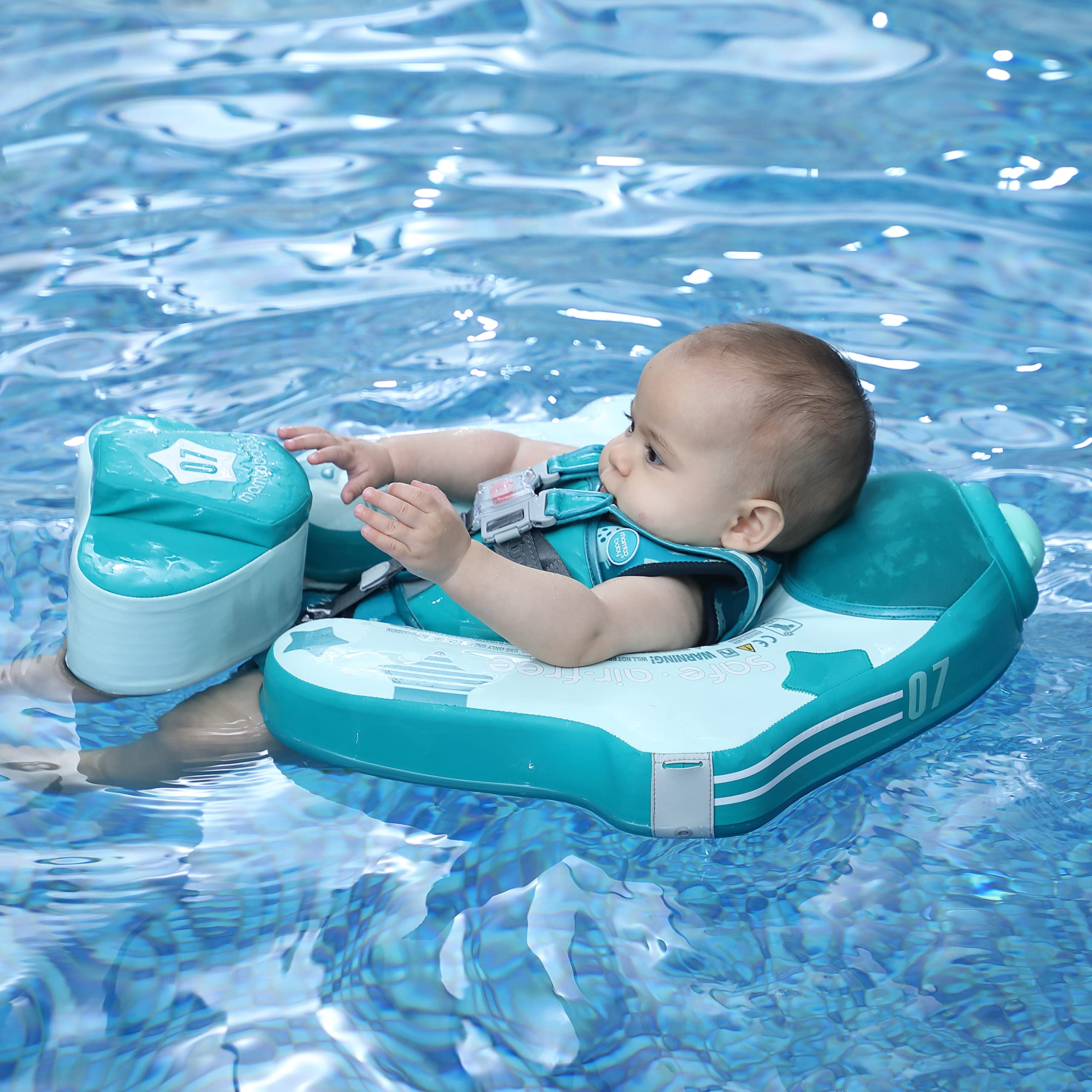 HECCEI Mambobaby Inflatable Airplane Baby Float with Adjustable Sun Canopy - Pink for Pool, Beach & Water Play | Safe Swimming Aid for Toddlers & Infants