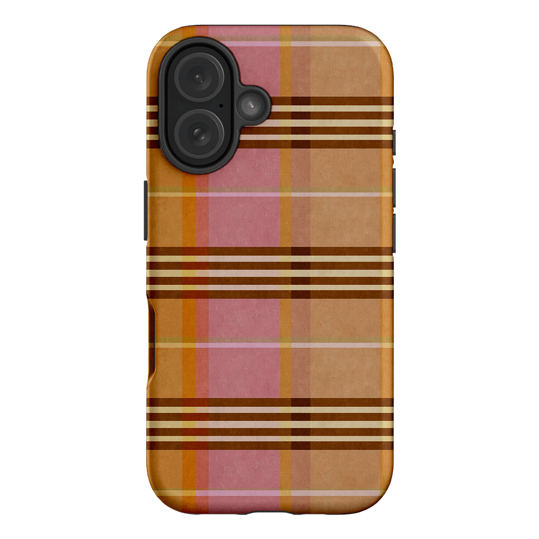 Peachy Plaid Phone Case for iPhone 15/14/13/12/11 Pro Max - Cute Tartan Pattern Protective Cover with Shockproof Design - Perfect for Everyday Use, Travel & Fashion Accessories
