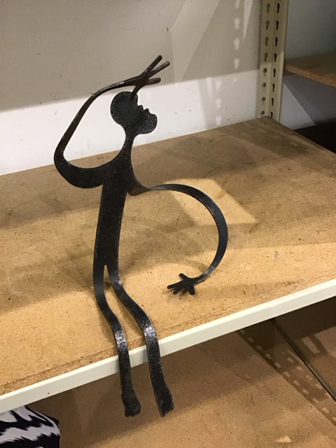 17.5 Inch Metal Shelf Sculpture - Modern Industrial Decor for Home & Office | Perfect for Books, Plants & Display Items