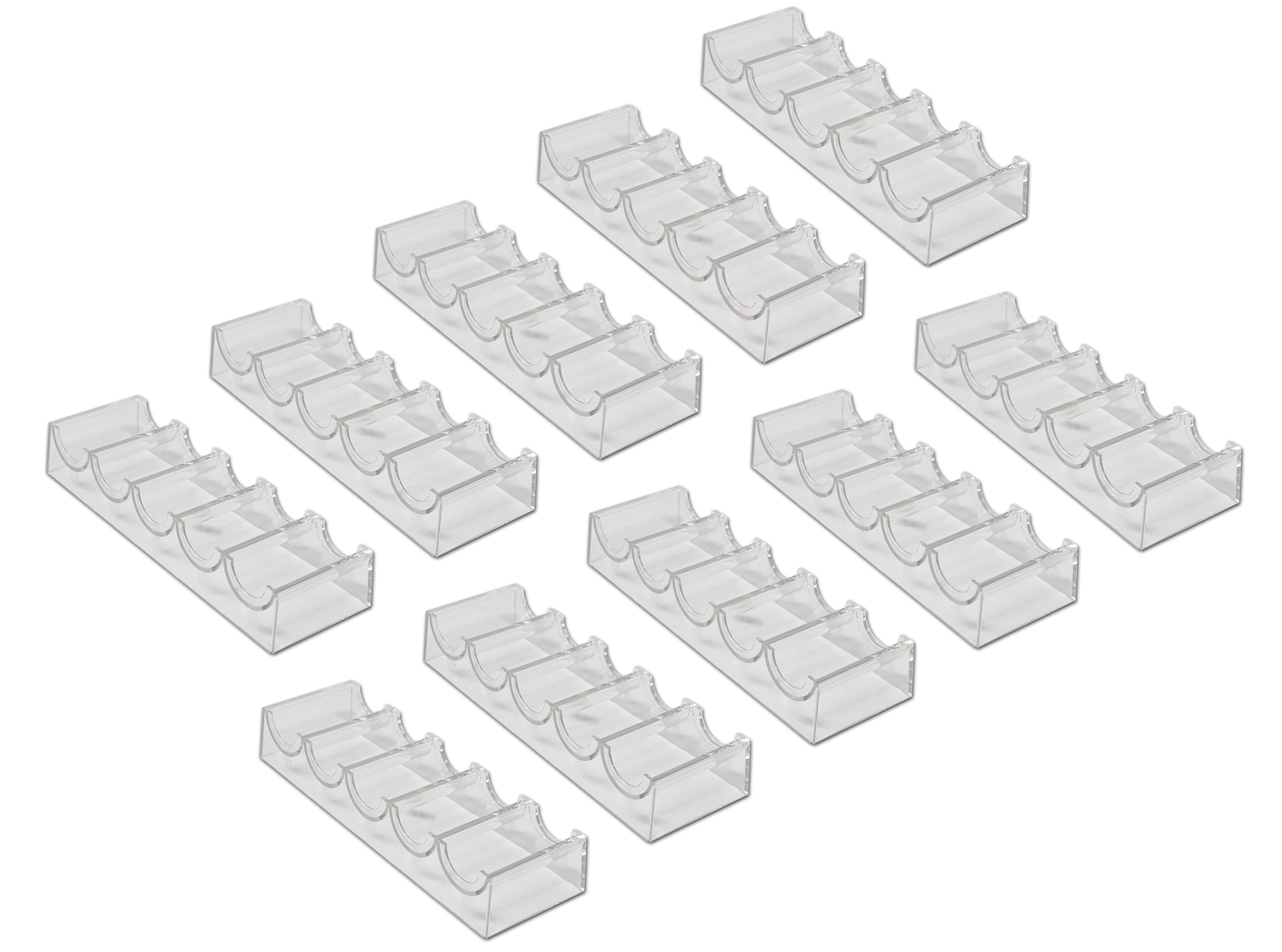 DA VINCI Poker Chip Racks - 10 Pack Heavy Duty Stackable Acrylic Poker Chip Trays (Holds 100 Chips Each) | Perfect for Casino Nights, Poker Tournaments & Home Game Storage