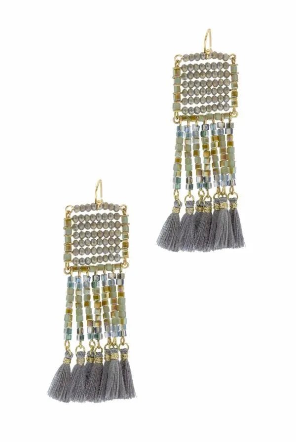 Boho Glass Bead Tassel Earrings for Women - Handmade Bohemian Dangle Earrings - Perfect for Festivals, Parties & Everyday Wear