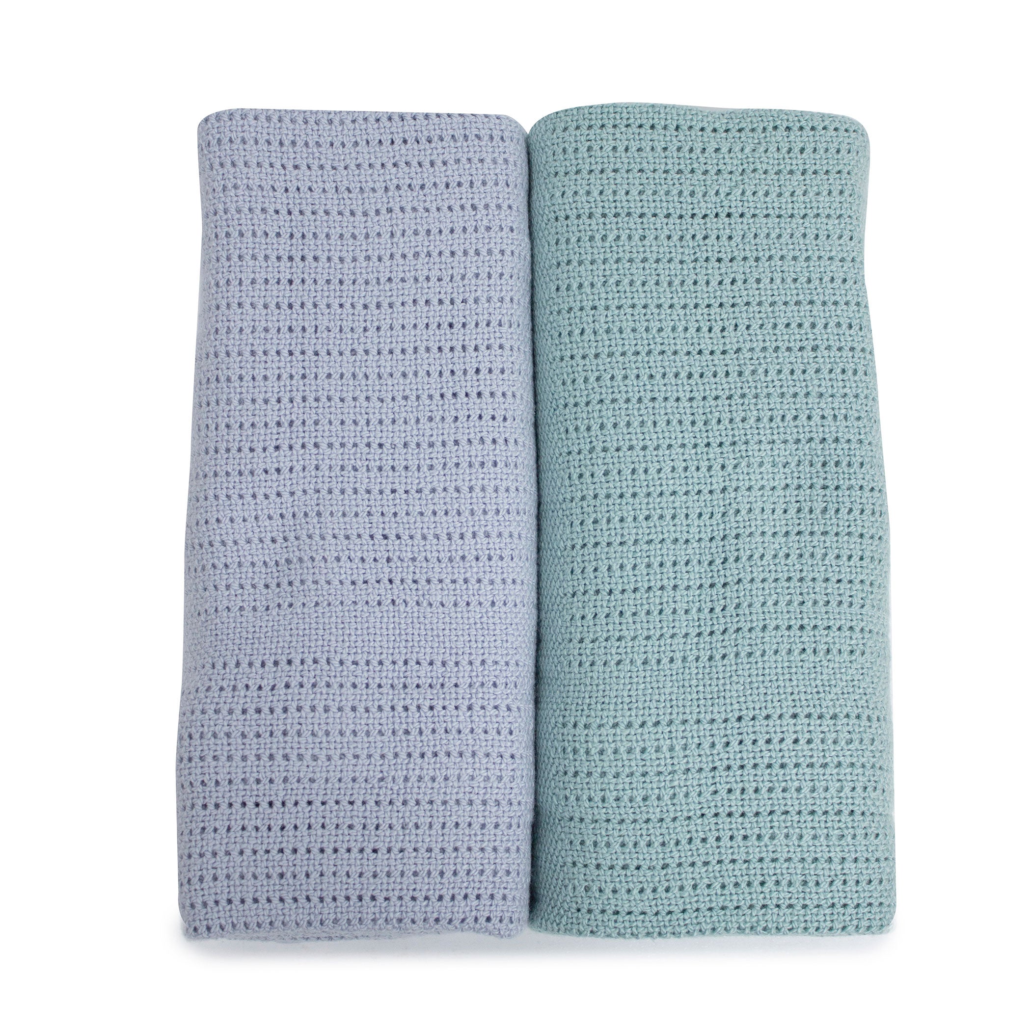 Nordic 2-Pack Cellular Blanket - Breathable Baby Blanket for Boys & Girls, Dusty Sky & Mint Colors - Perfect for Nursery, Stroller & Car Seat