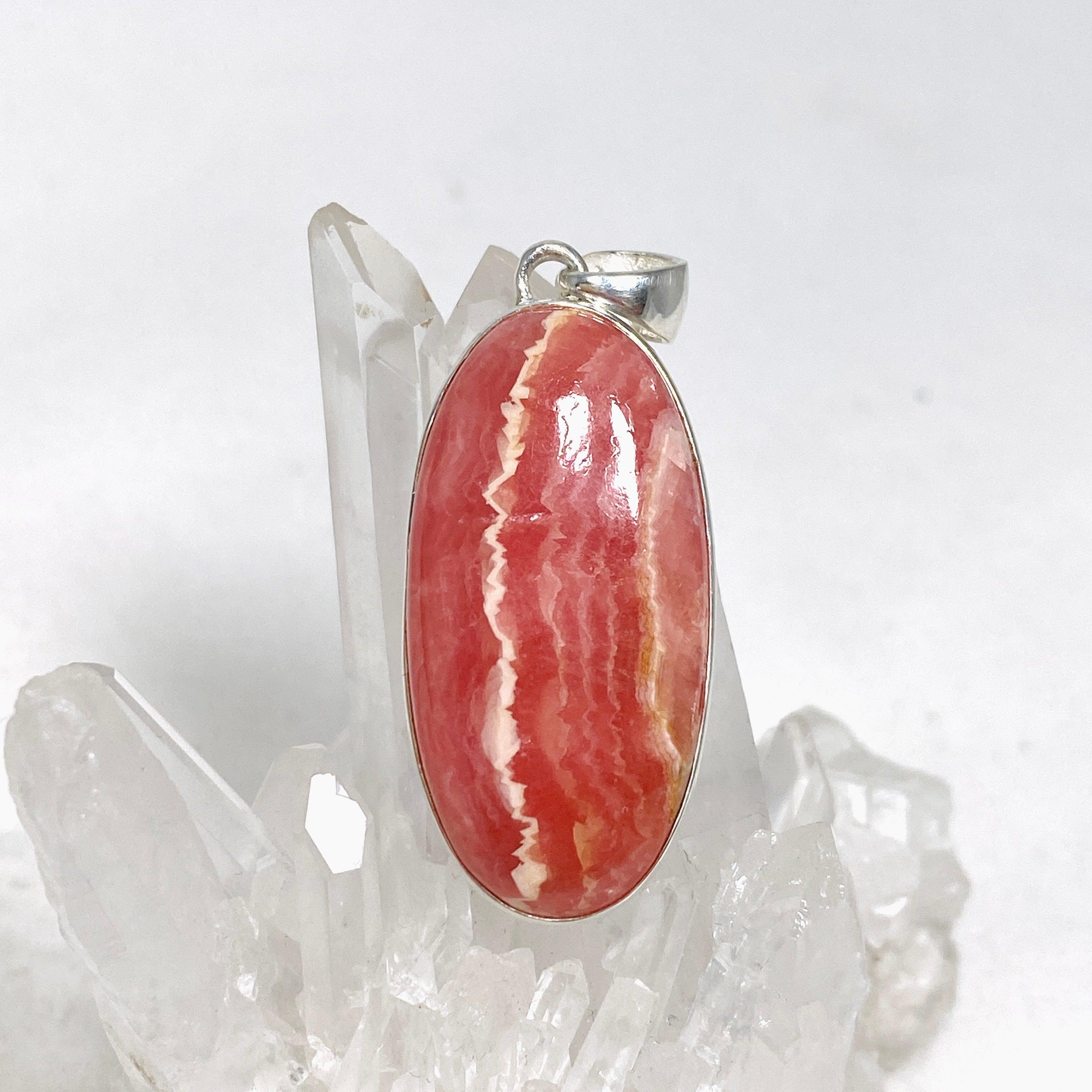 Natural Rhodochrosite Oval Pendant Necklace KPGJ4319 - Elegant Gemstone Jewelry for Women, Perfect for Gifts & Special Occasions