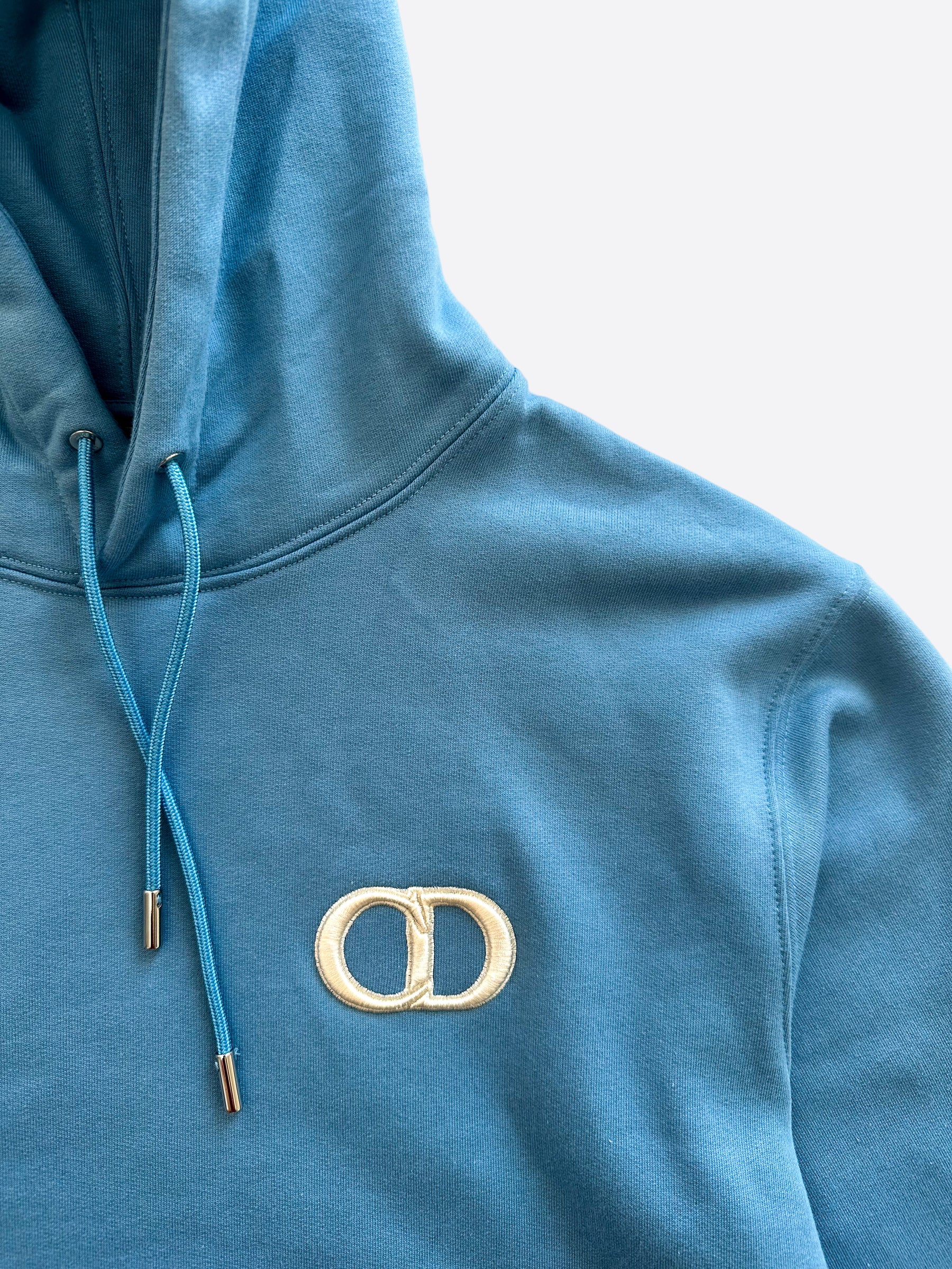 Dior Blue & White CD Icon Embroidered Hoodie - Luxury Streetwear for Men & Women | Perfect for Casual Outfits, Street Style & Fashion Statements