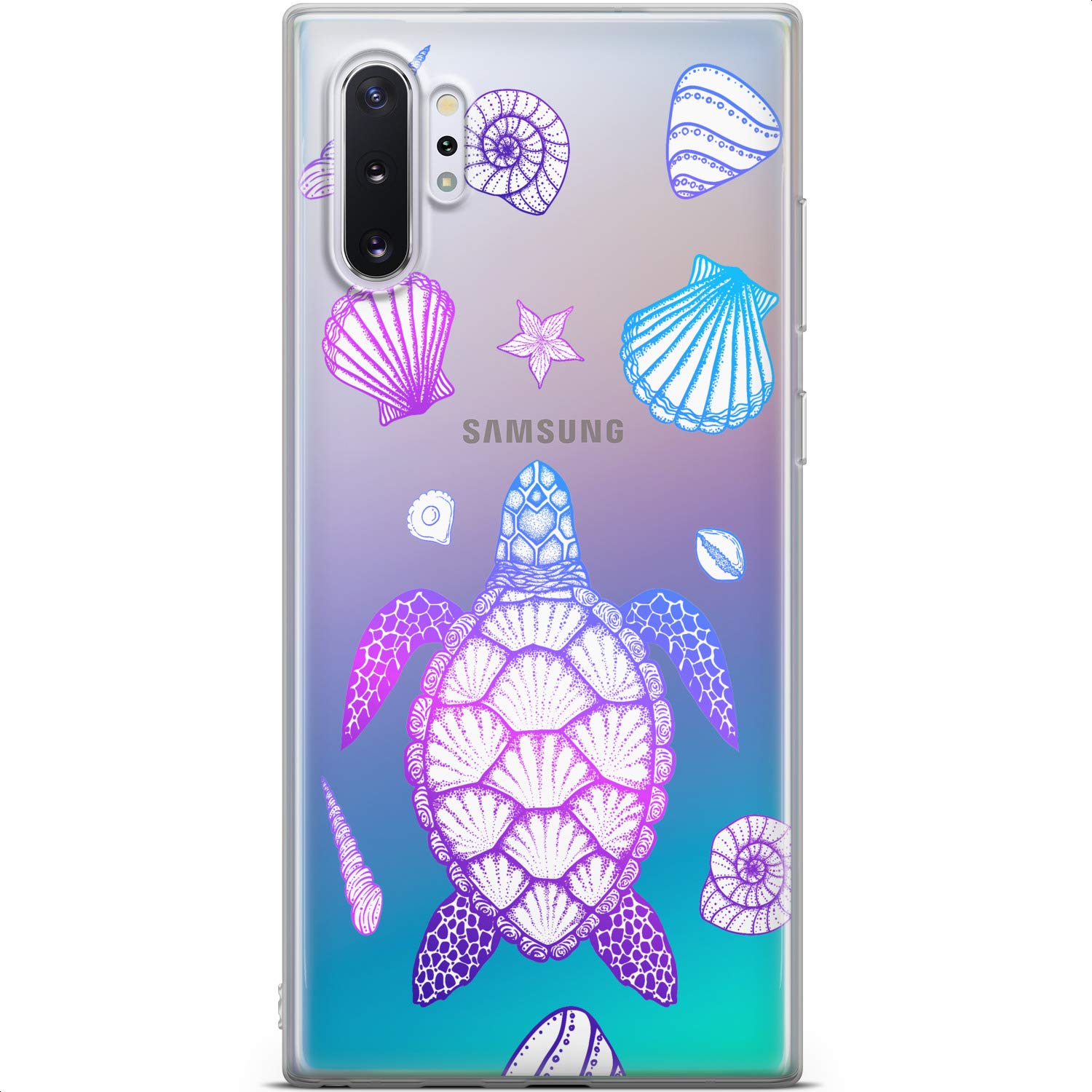 Samsung Galaxy S24 S23 Ultra S22 5G Plus S21 FE S20 S10 Phone Case - Flexible TPU Lightweight Slim Protective Cover with Animal Design (Purple Turtle Seashell Nautical Ocean Theme) for Everyday Use, Travel & Outdoor Activities
