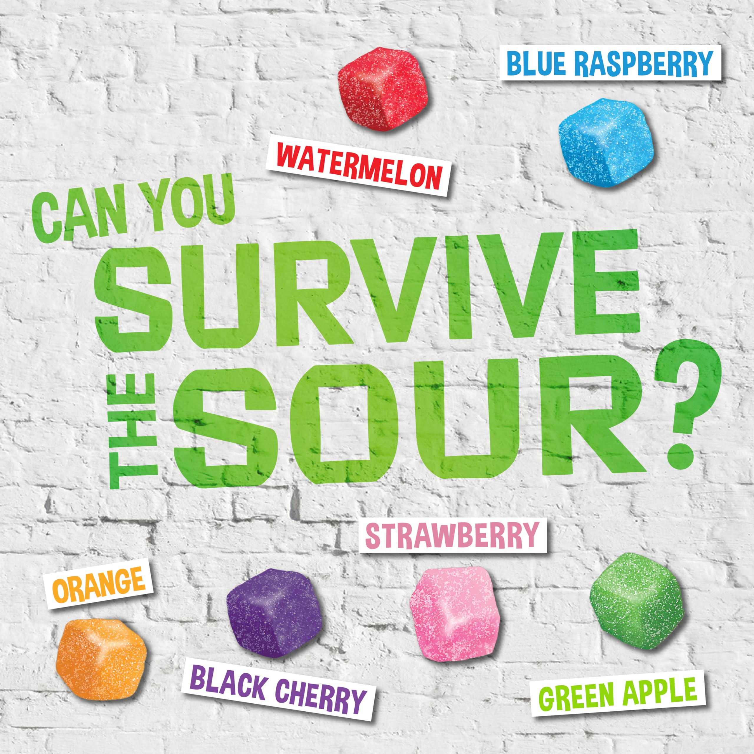 WARHEADS Sour Chewy Candy Cubes - Assorted Fruit Flavors (Orange, Watermelon, Blue Raspberry, Black Cherry, Strawberry, Green Apple) - 5 lb Bulk Bag - Perfect for Parties, Movie Nights & Office Snacks