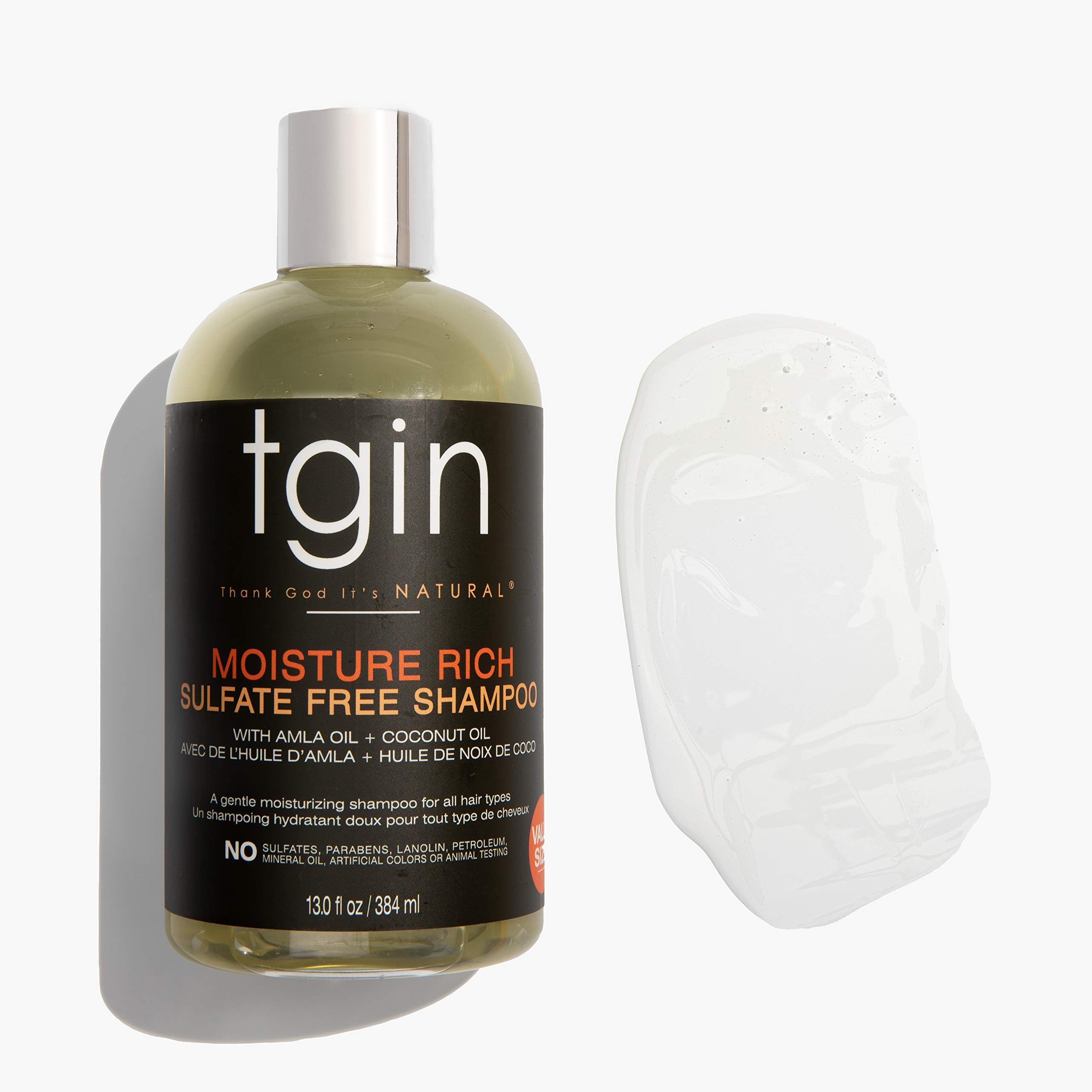 tgin Moisturizing Shampoo & Conditioner Set for Curly, Coily, Wavy Hair - Sulfate Free, Hydrating, Detangling - 13 oz Duo - Perfect for Dry Hair Care & Natural Hair Routine