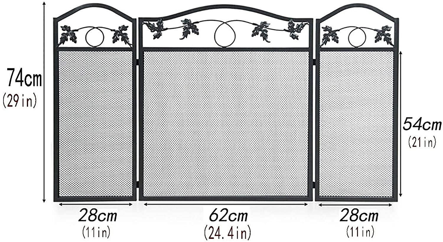 3 Panel Folding Fireplace Screen - Heavy Duty Iron Fire Guard with Sturdy Frame for Indoor/Outdoor Use - Perfect Fireplace Accessory for Home, Patio & Camping Safety