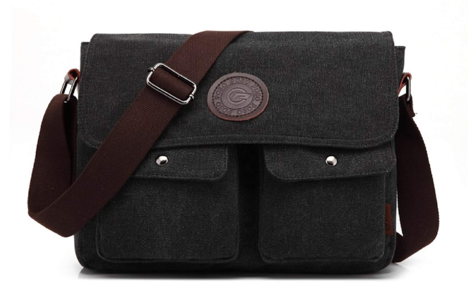 Men's Vintage Waxed Canvas Leather Messenger Bag - 12 Inch Waterproof Crossbody Shoulder Bag for Work, Travel & Everyday Use