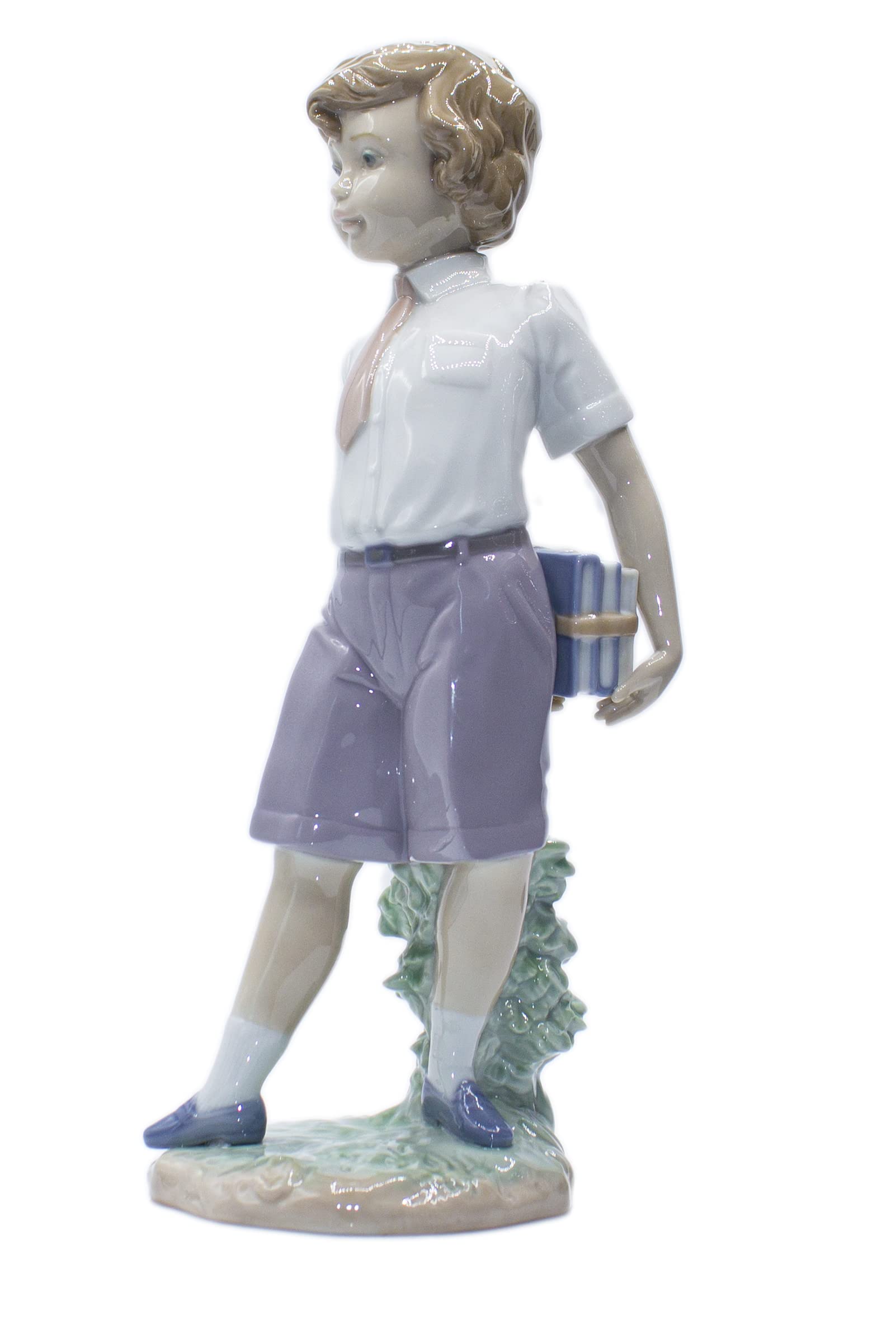 Lladro 06813 Little School Boy Porcelain Figurine - Handcrafted Spanish Collectible for Home Decor & Gift Giving