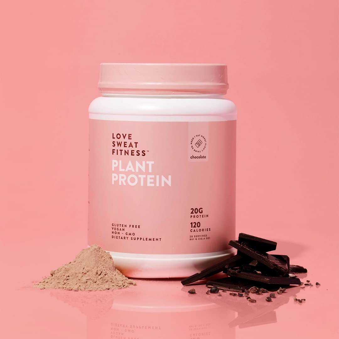 Love Sweat Fitness Organic Plant-Based Protein Powder - Chocolate Flavor, 28 Servings, 20g Protein, Vegan, Gluten Free, Non-GMO | Post-Workout Recovery & Healthy Meal Replacement for Active Lifestyles