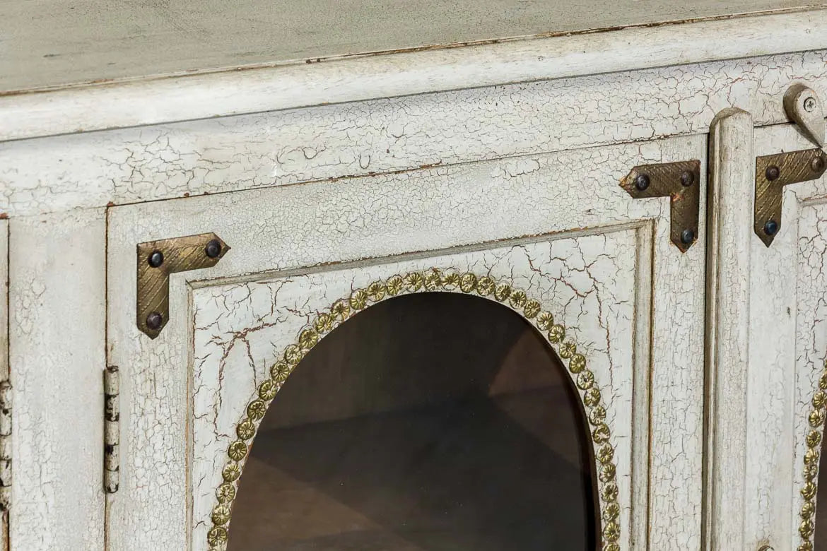 French Arched Solid Wood Mirror Door Sideboard - White 21