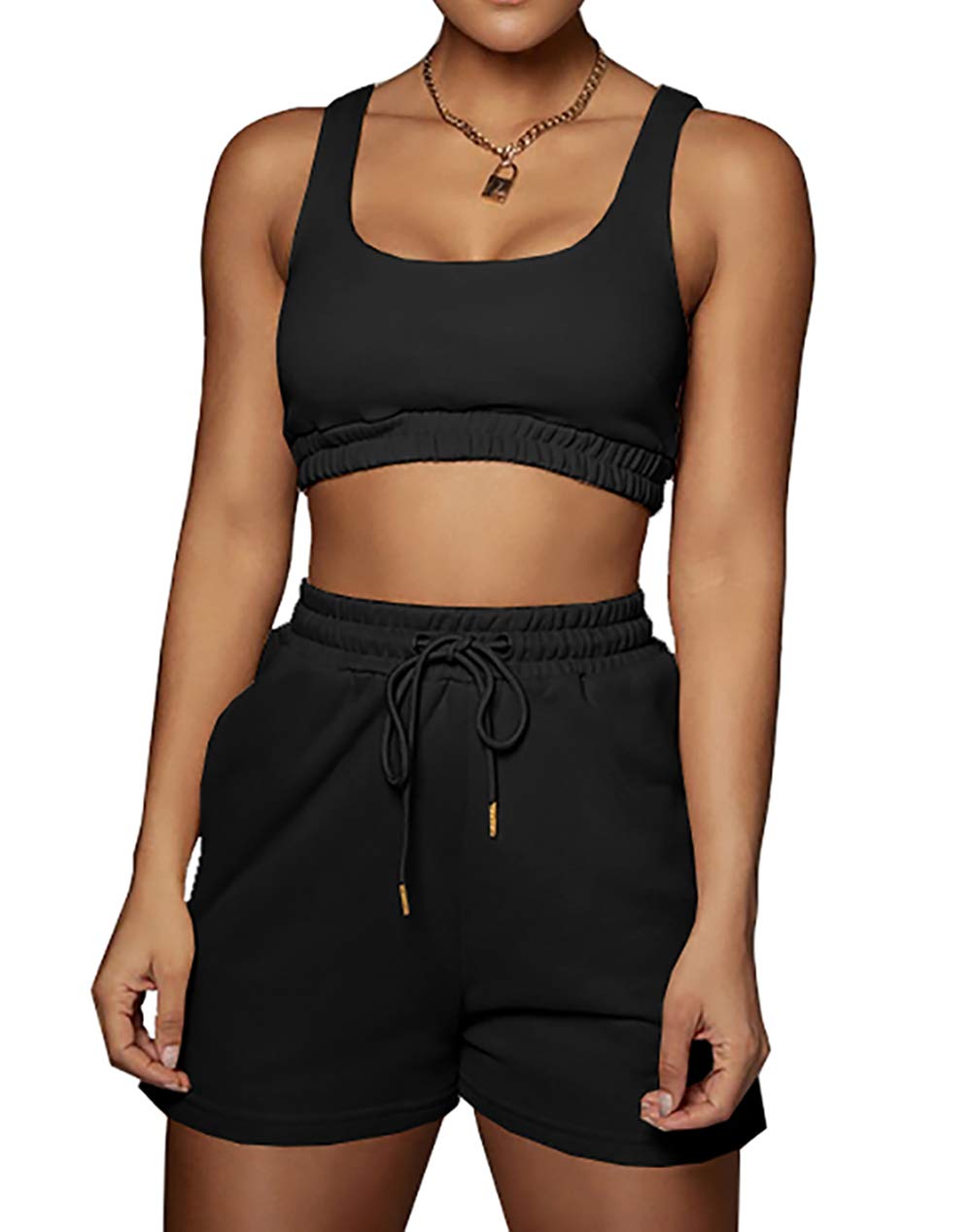 Women's Summer Workout Sets - Sexy Sleeveless Crop Top & Loose Shorts 2-Piece Outfits | Casual Tracksuit for Gym, Yoga & Running | Perfect for Fitness, Lounge & Vacation