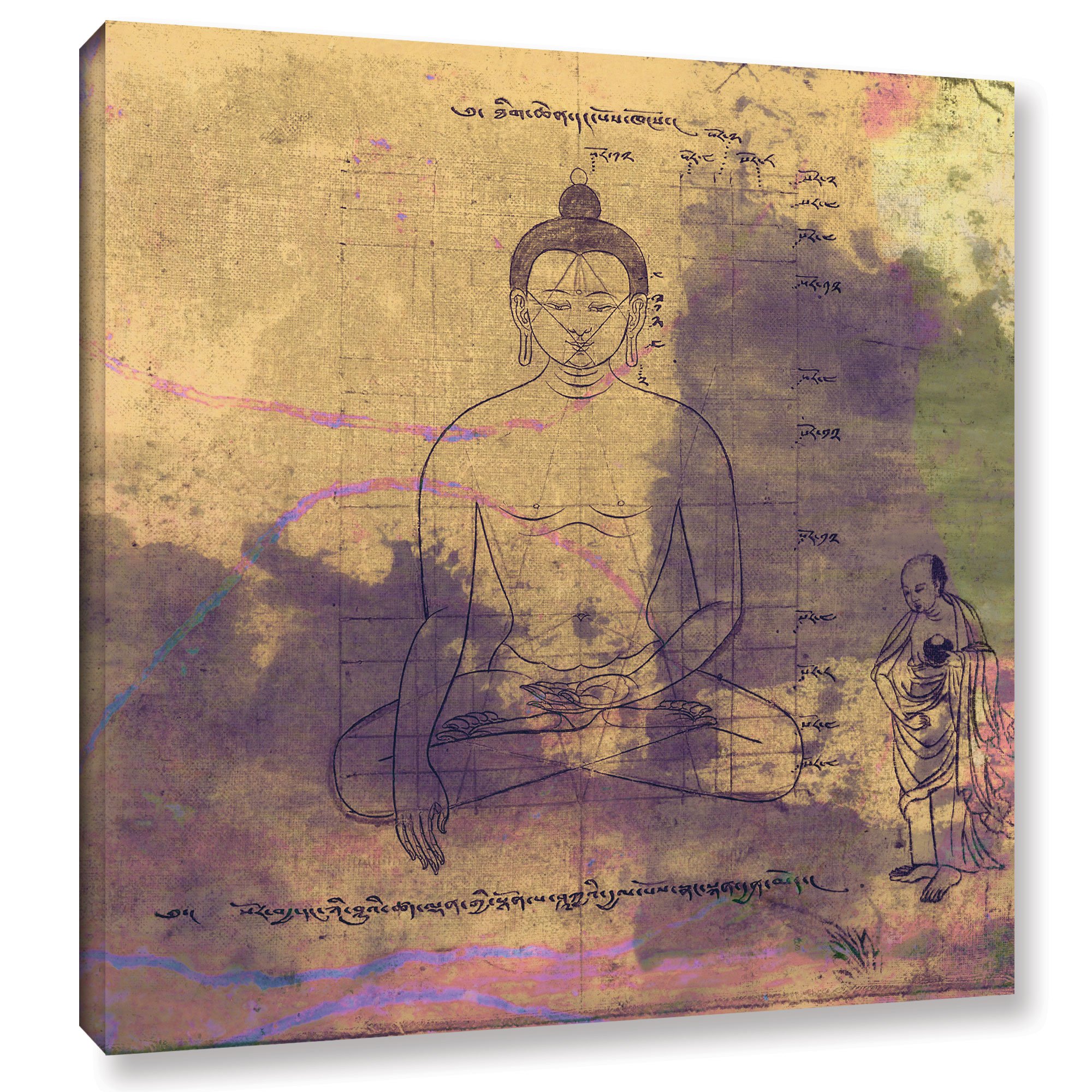 Elena Ray 'Buddha Remix III' 18x18 Gallery Wrapped Canvas Wall Art - Modern Spiritual Decor for Living Room, Bedroom & Meditation Space