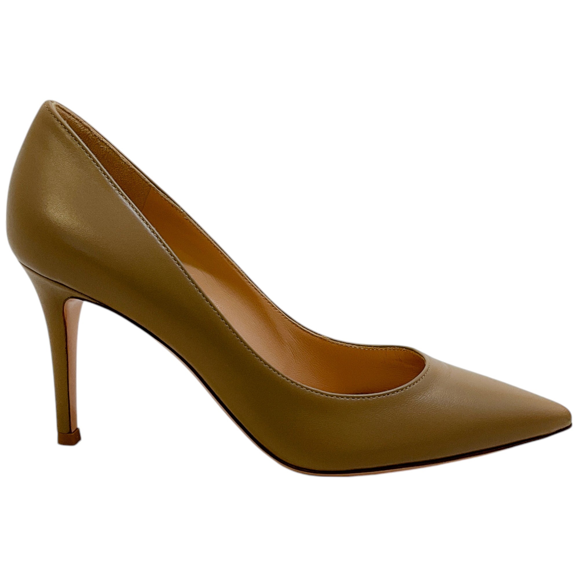 Gianvito Rossi Bisque Leather Gianvito 55 Pumps - Women's Luxury High Heel Shoes for Party, Wedding & Evening Events