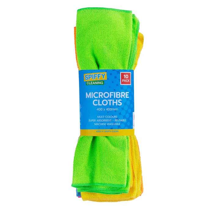 10-Pack Spiffy 40cm Smart Microfiber Dusting Cloths - Super Absorbent Kitchen Cleaning Towels for Dishes, Countertops, and Stainless Steel Appliances