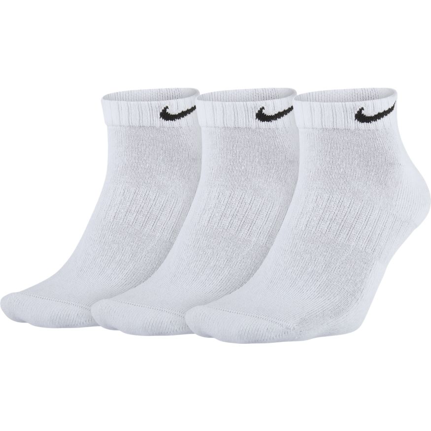 Nike Everyday Cushioned Training Low Cut Socks - White/Black (3 Pairs) - Breathable Athletic Socks for Running, Gym & Workout