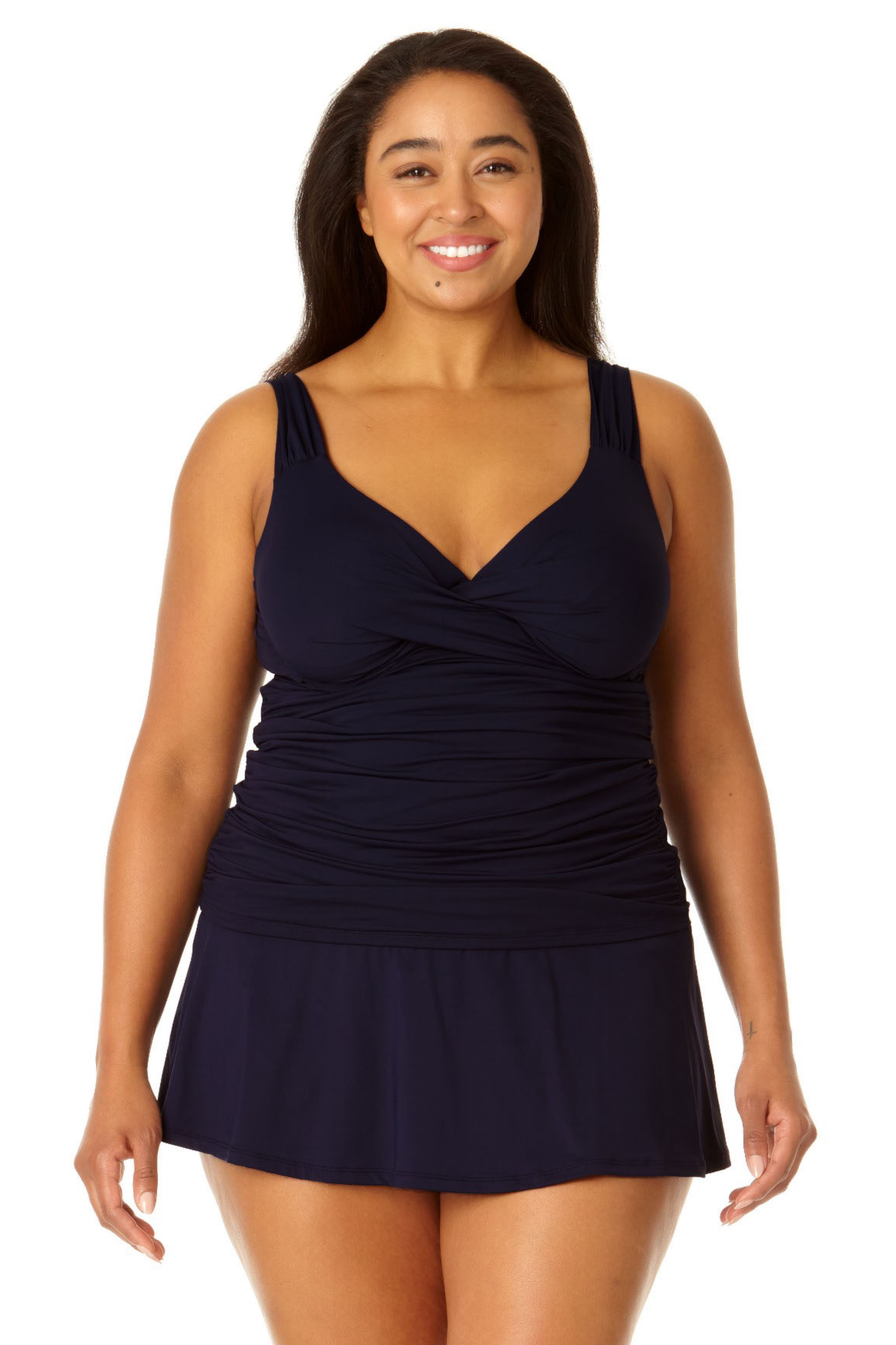 Anne Cole Plus Size Twist Front Underwire Tankini Swim Top - Comfortable & Supportive Swimwear for Women, Perfect for Beach Vacations & Pool Parties