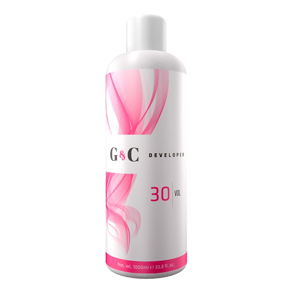 **30 Volume Professional Hair Lightening Gel & Cream with Collagen - Gentle Peroxide Developer for Sensitive Scalp, Strengthens & Brightens Hair, 33.8oz (1L) - Made in Italy - Perfect for Salon & At-Home Hair Lightening**