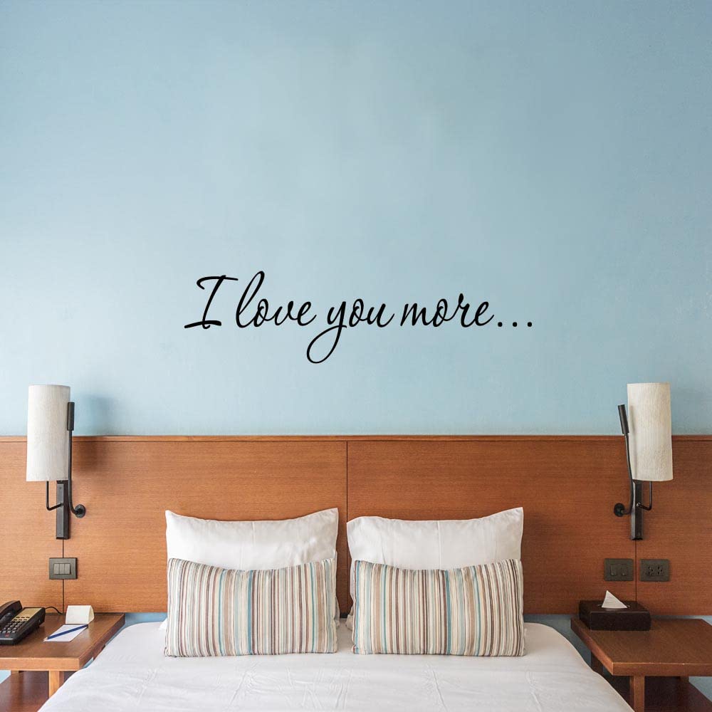 VWAQ 'I Love You More' Decal - Romantic Wall Quote Sticker, Love Wall Art Decor for Bedroom, Nursery & Living Room - Perfect for Couples, Weddings & Home Decor
