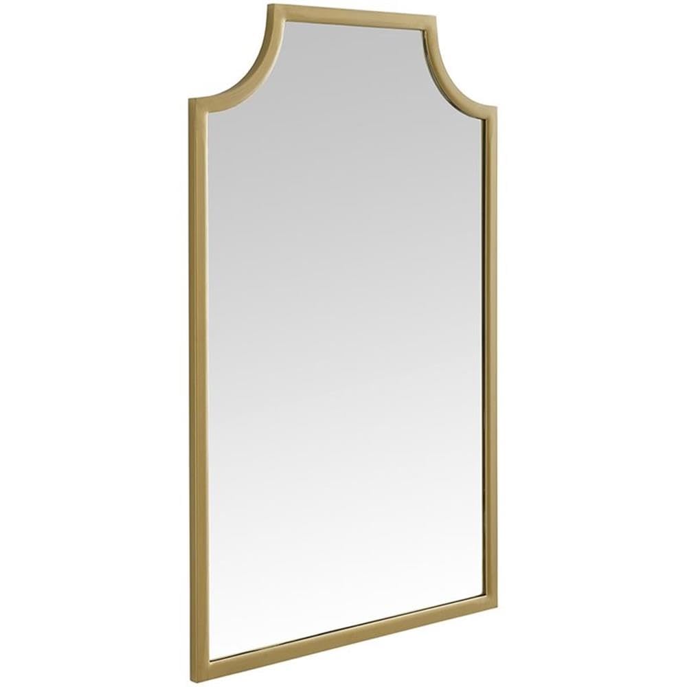 Pemberly Row Modern Metal Decorative Bathroom Mirror in Soft Gold - Elegant Vanity Mirror for Bathroom Decor, Bedroom Dressing, and Home Interior Design