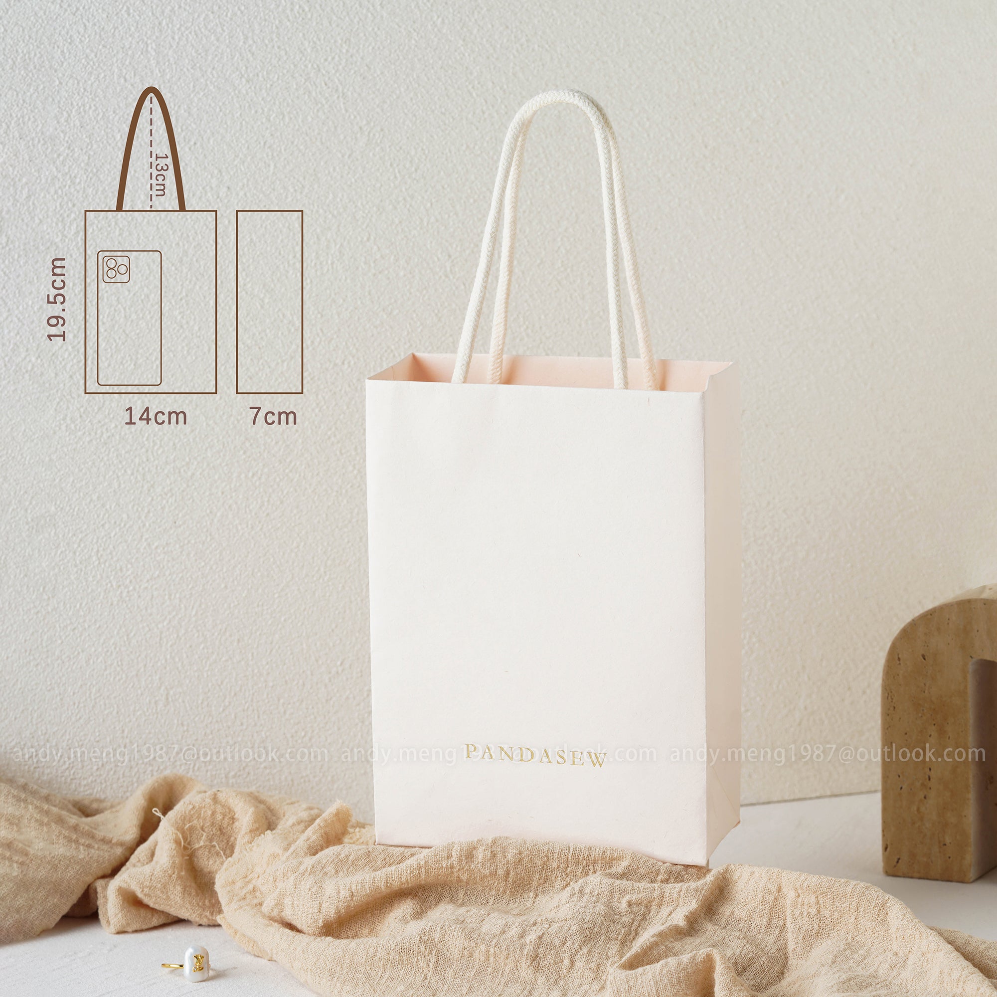 50pcs Custom Printed Paper Gift Bags with Logo - 5.5x2.8x7.7 Inches Eco-Friendly Kraft Wedding Favor Bags, Thank You Bags, Party Favor Bags (STB 191) - Perfect for Weddings, Baby Showers, Corporate Events & Retail Packaging