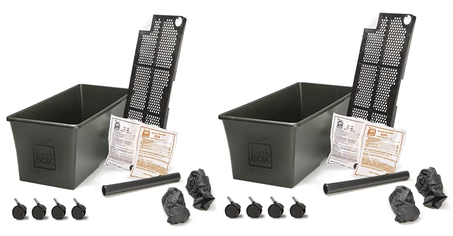 Earthbox Garden Kit - Green (Pack of 2, Standard Size) | Self-Watering Planter Box for Vegetables, Herbs & Flowers | Perfect for Patio, Balcony & Indoor Gardening