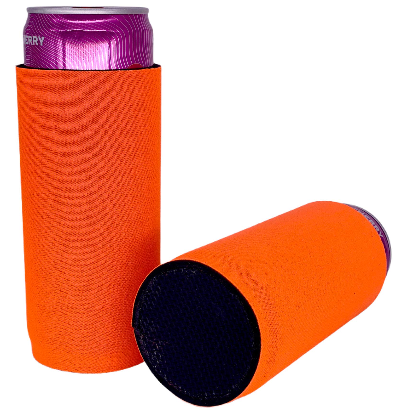 Blank Full Bottom Slim Can Coolie (6-Pack, Orange) - Insulated Beverage Sleeves for Beer, Soda & Energy Drinks - Perfect for Parties, BBQs & Outdoor Events