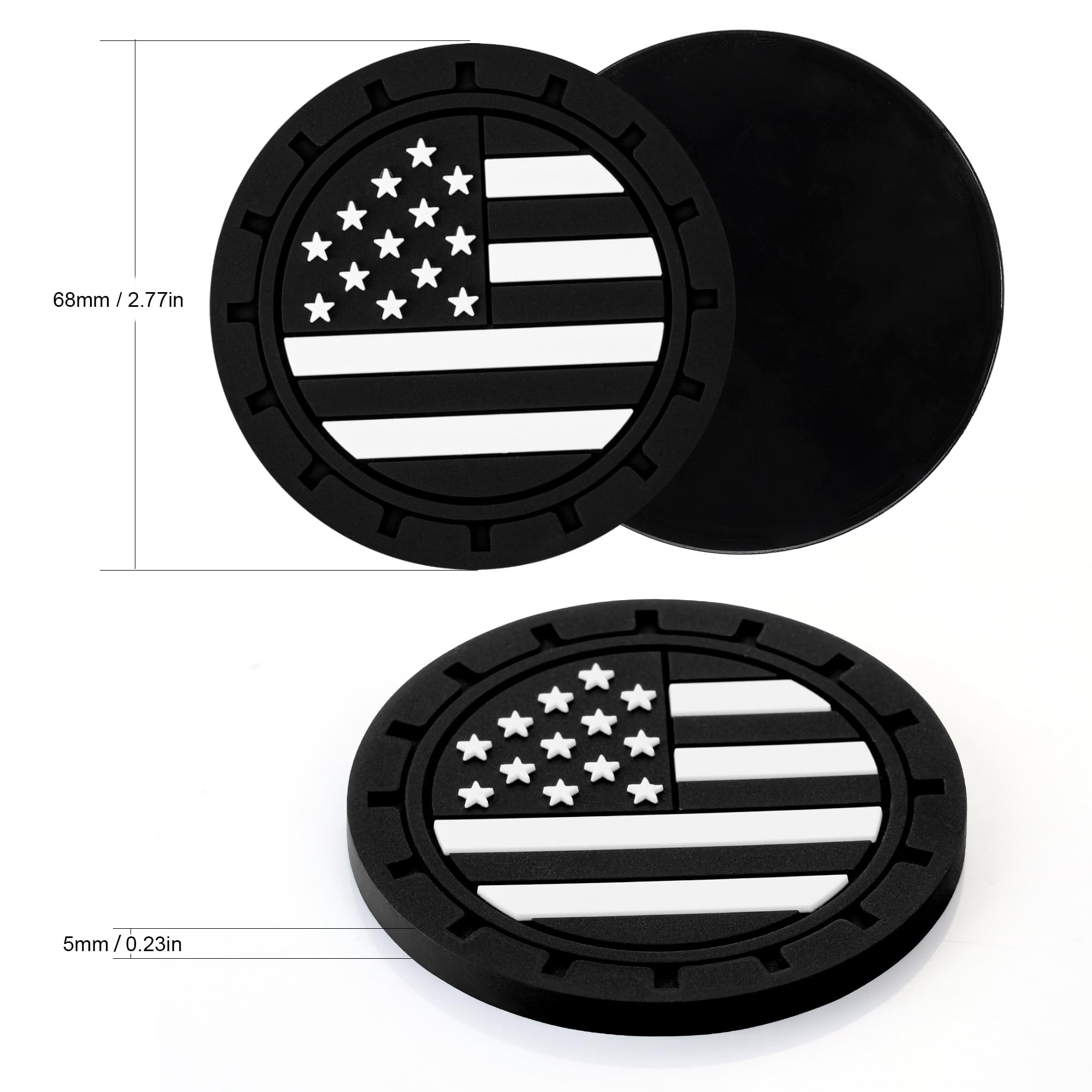 4 Pack Non-Slip Shockproof Car Cup Coasters - 2.75 Inch Universal Drink Mats for Car, SUV, Truck - Durable Auto Interior Accessories (Black) - Perfect for Road Trips, Commuting & Preventing Spills